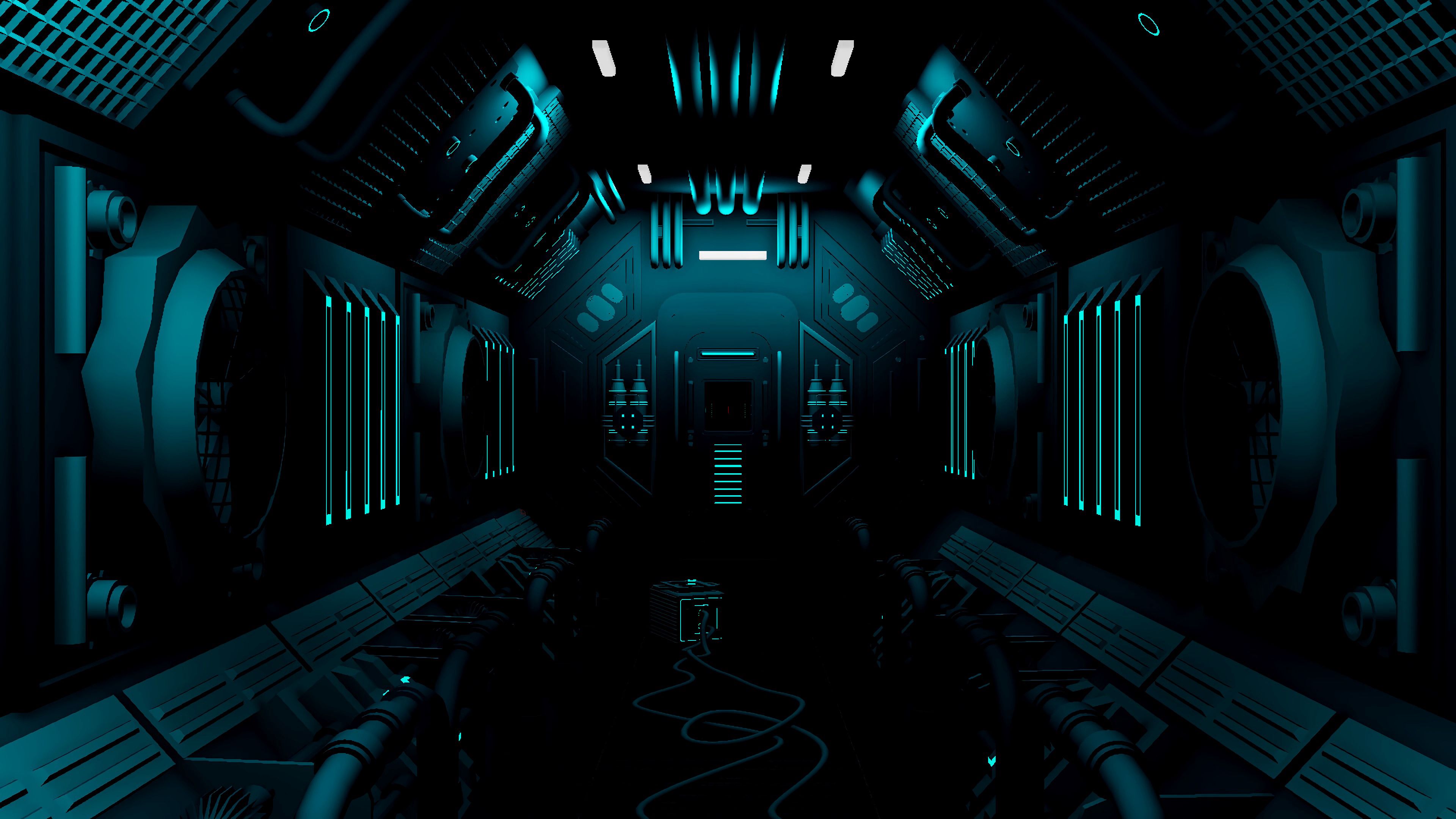 sci fi, art, dark, corridor, station Full HD