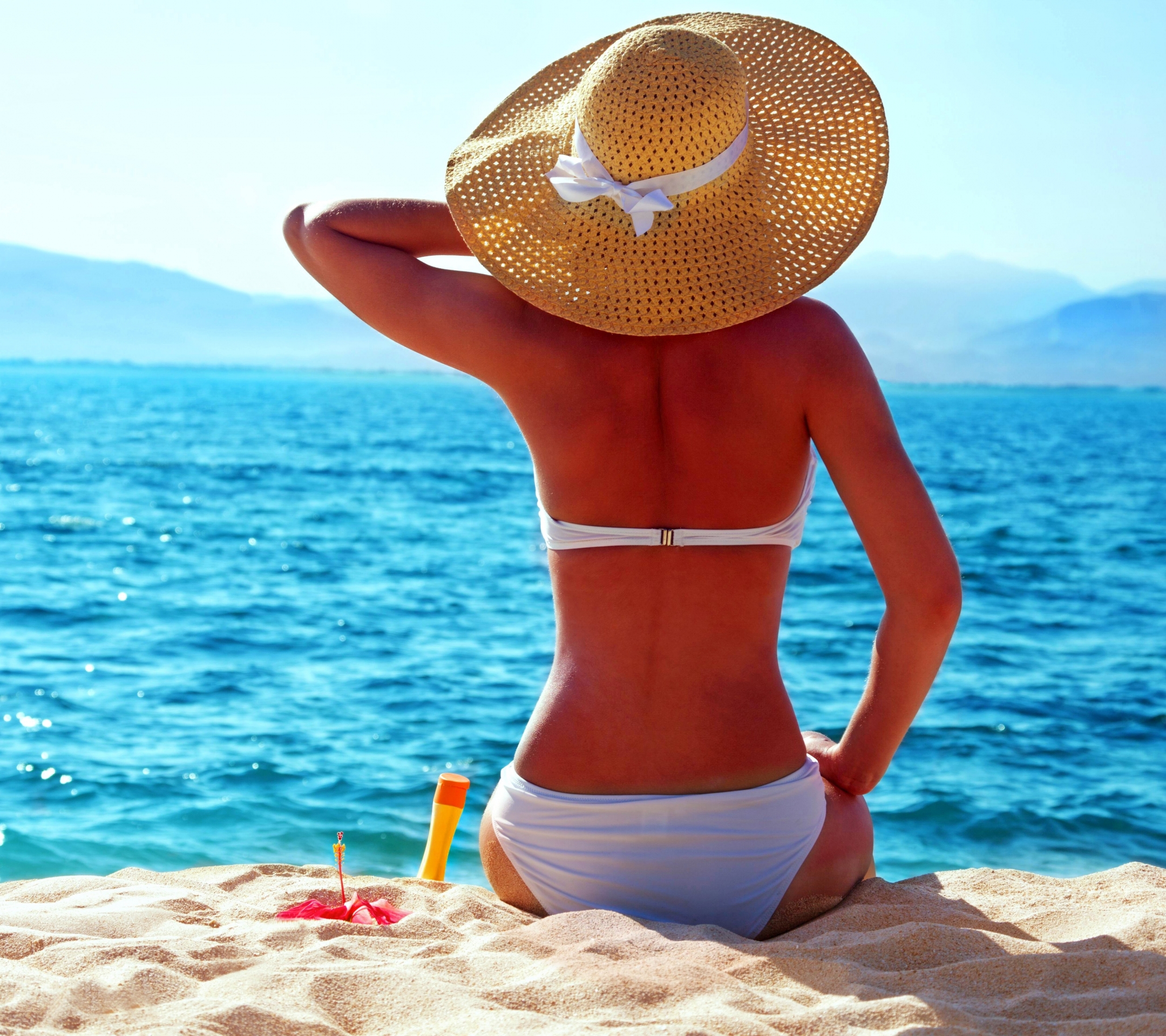 Free download wallpaper Beach, Summer, Beautiful, Tropical, Hat, Women on your PC desktop