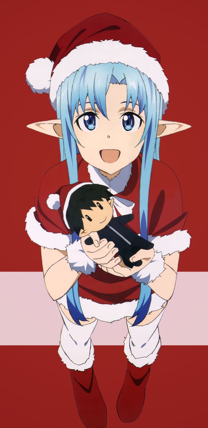 Download mobile wallpaper Anime, Sword Art Online, Christmas, Pointed Ears, Asuna Yuuki, Kirito (Sword Art Online), Sword Art Online Ii for free.