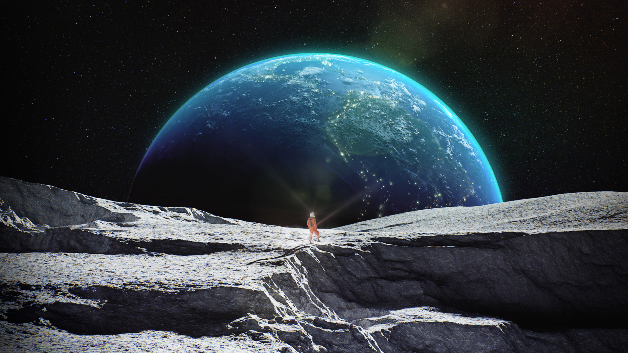 Скачать картинку Астронавт, Научная Фантастика, Восхождение Планеты в телефон бесплатно.