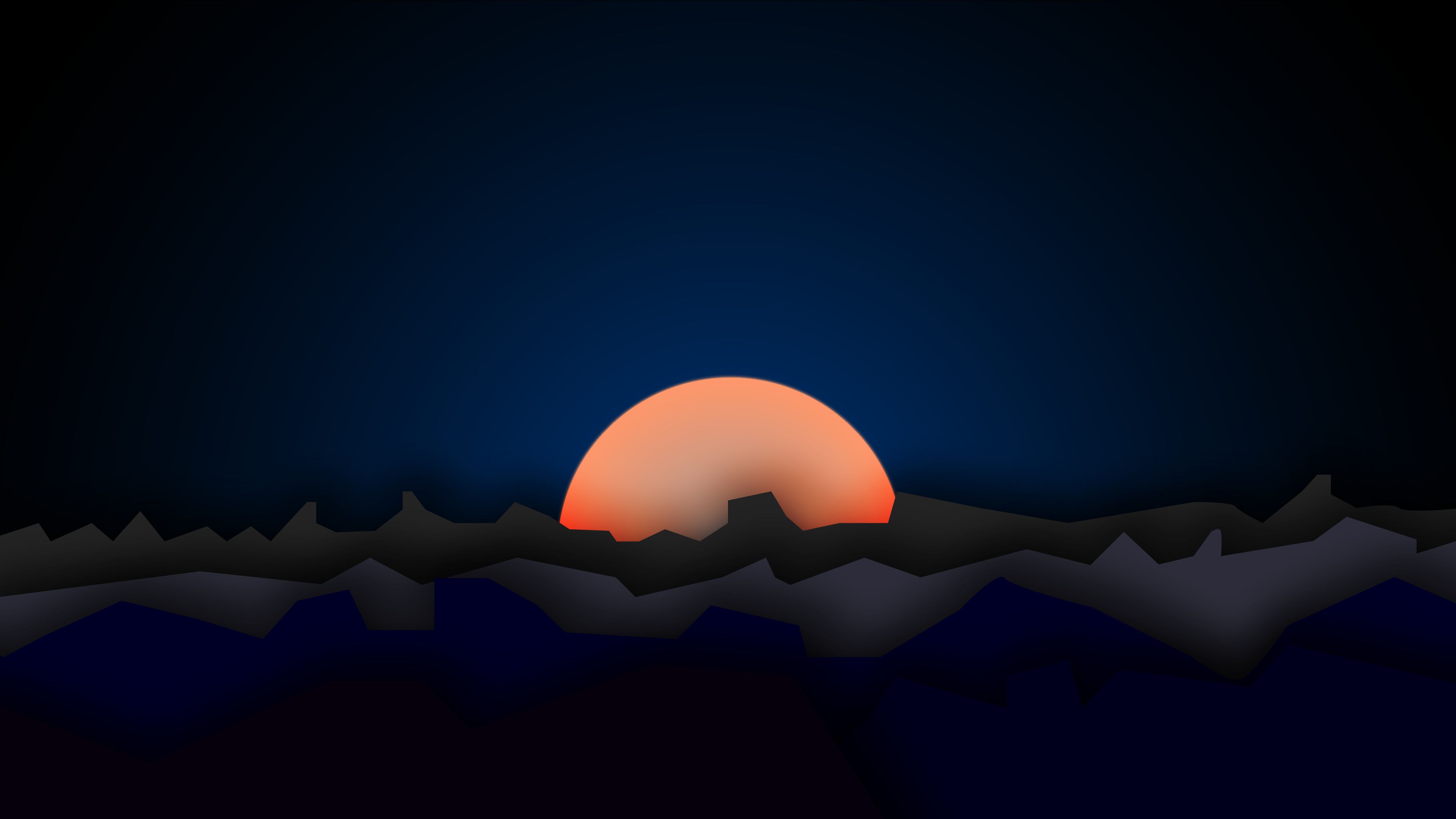 PCデスクトップに風景, 日没, 山, 芸術的画像を無料でダウンロード
