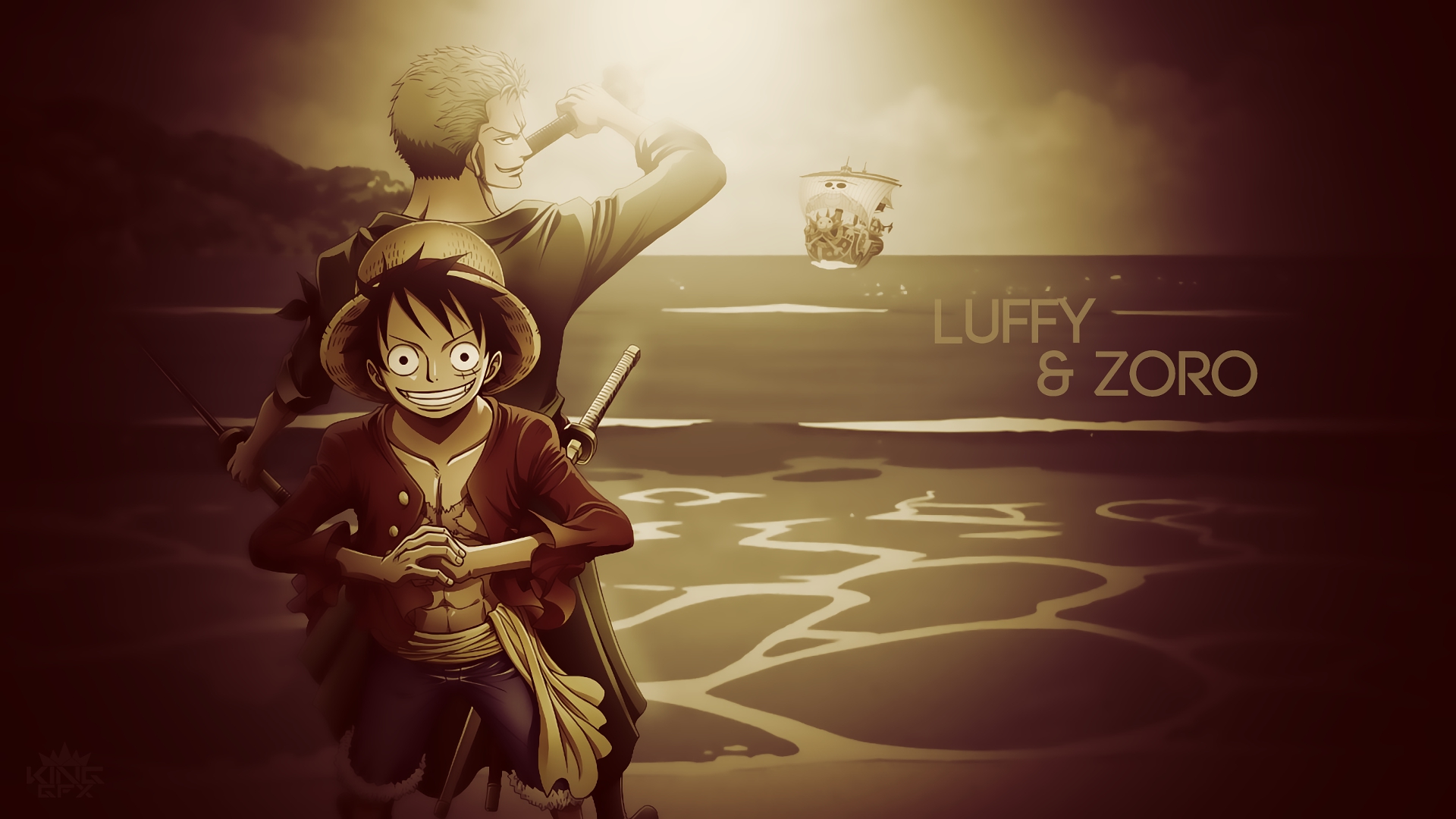 Handy-Wallpaper Animes, One Piece, Roronoa Zorro, Affe D Luffy kostenlos herunterladen.