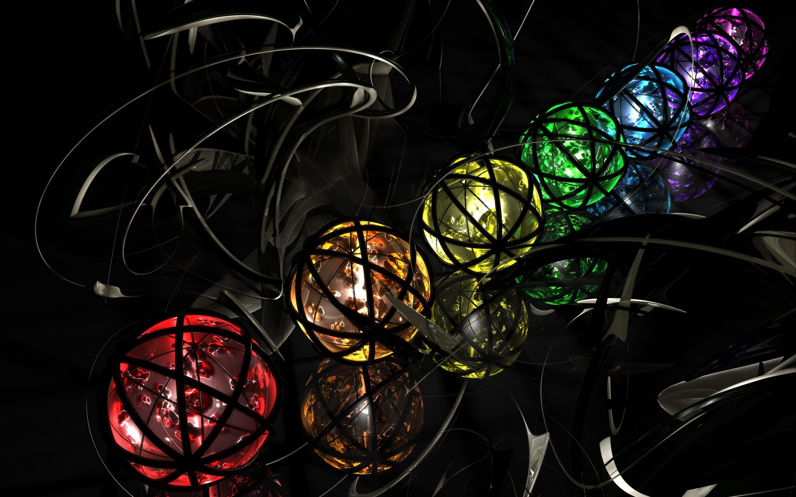 Download mobile wallpaper Spiral, Motley, Multicolored, Metal, Balls, 3D for free.