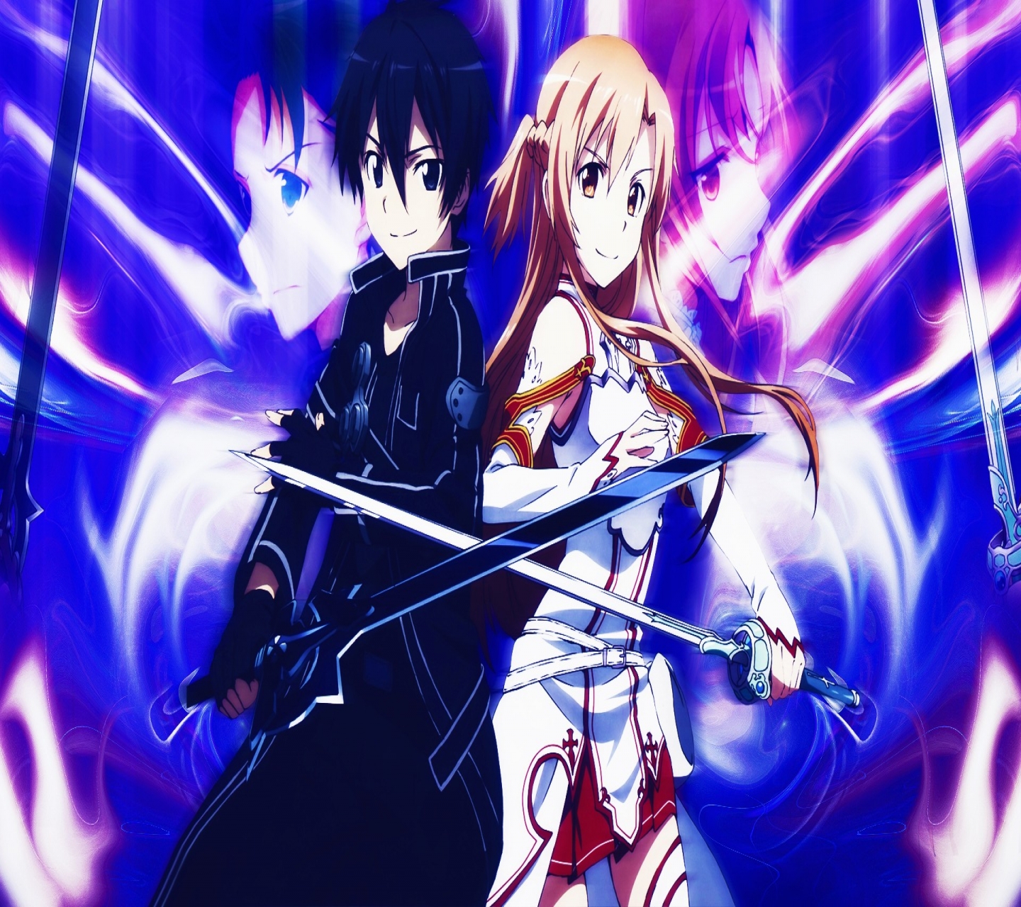 Handy-Wallpaper Animes, Asuna Yuuki, Sword Art Online, Kirito (Schwertkunst Online) kostenlos herunterladen.