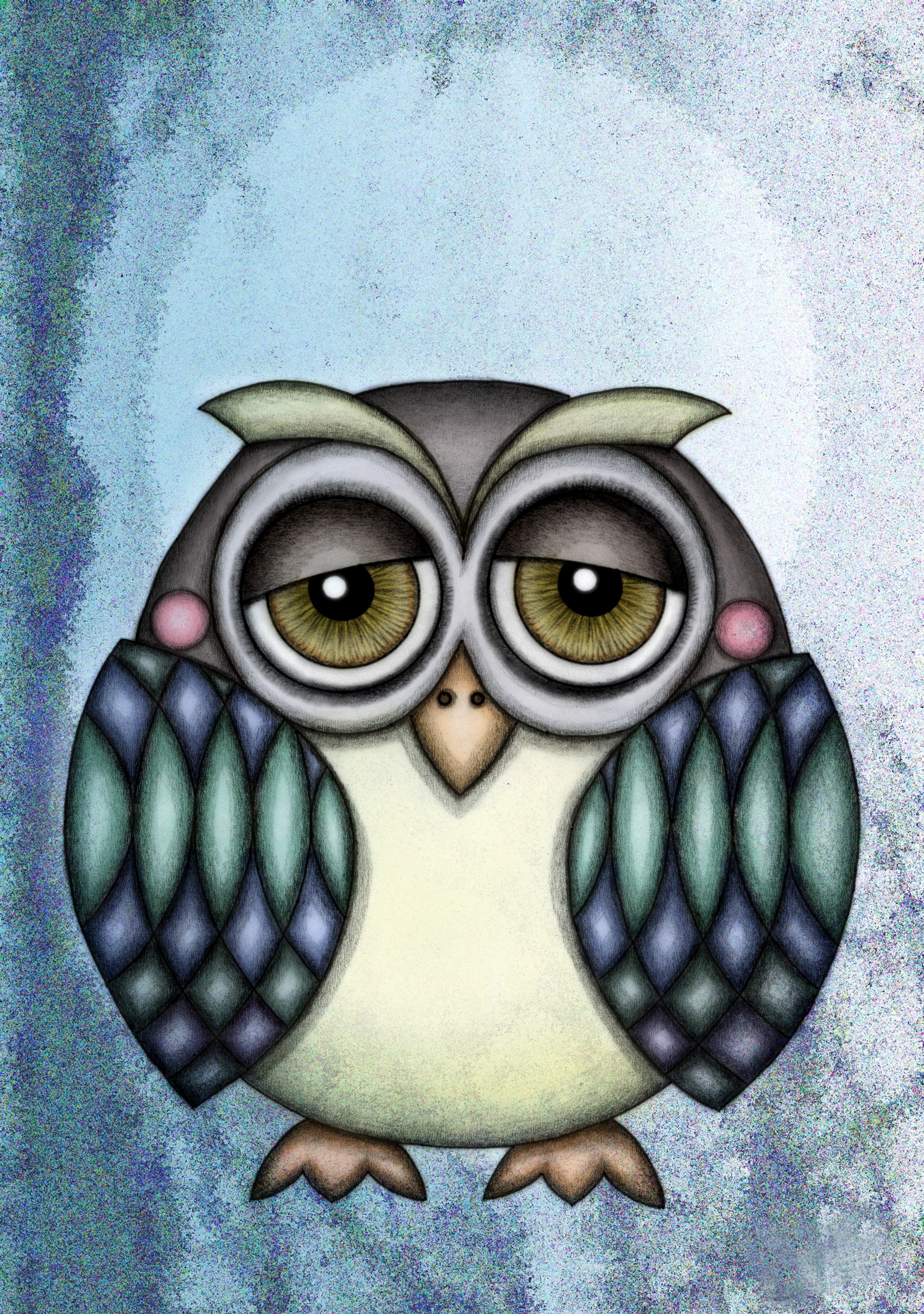 Download mobile wallpaper Sweetheart, Nice, Picture, Drawing, Art, Owl for free.