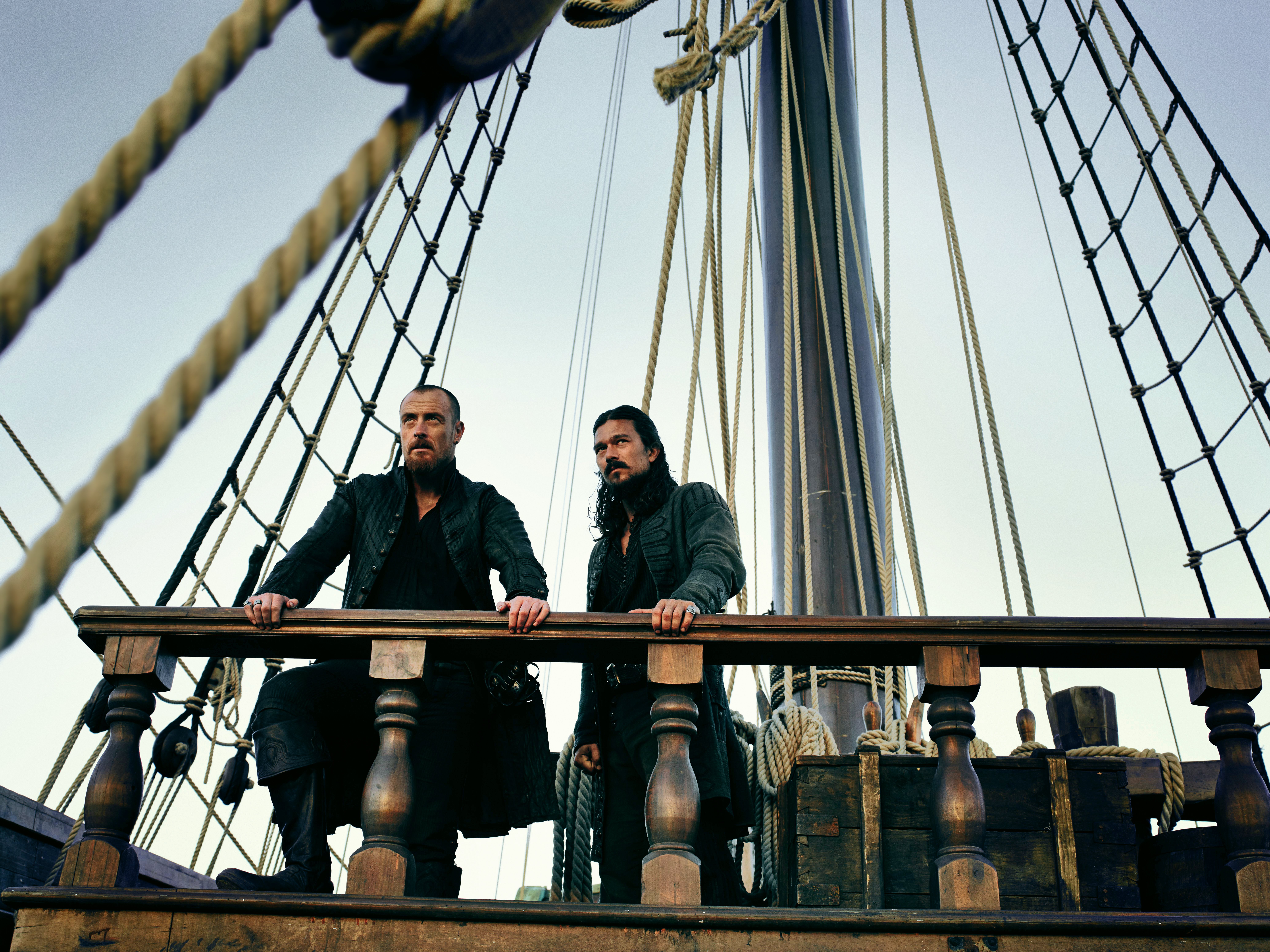 tv show, black sails, captain flint (black sails), john silver (black sails), luke arnold, toby stephens