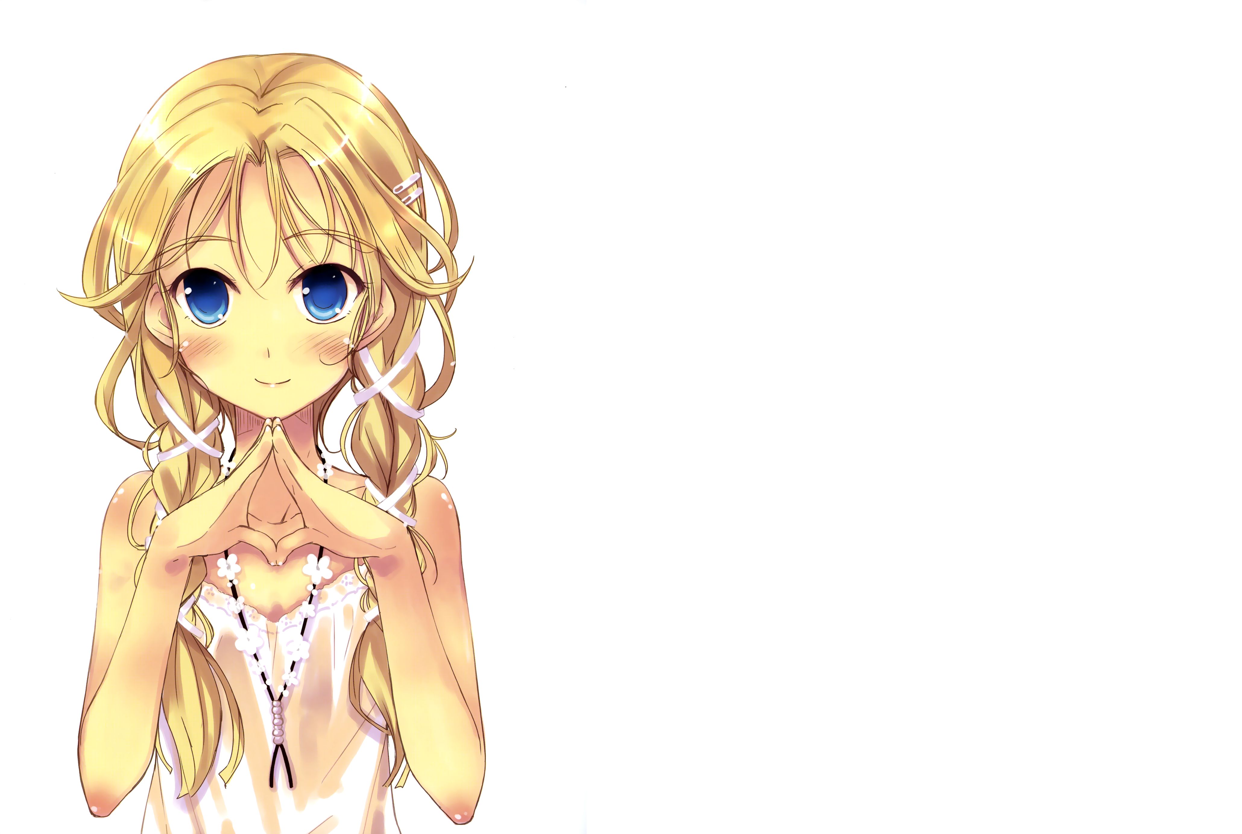 Free download wallpaper Anime, Smile, Blonde, Blue Eyes, Original, Blush, Long Hair on your PC desktop