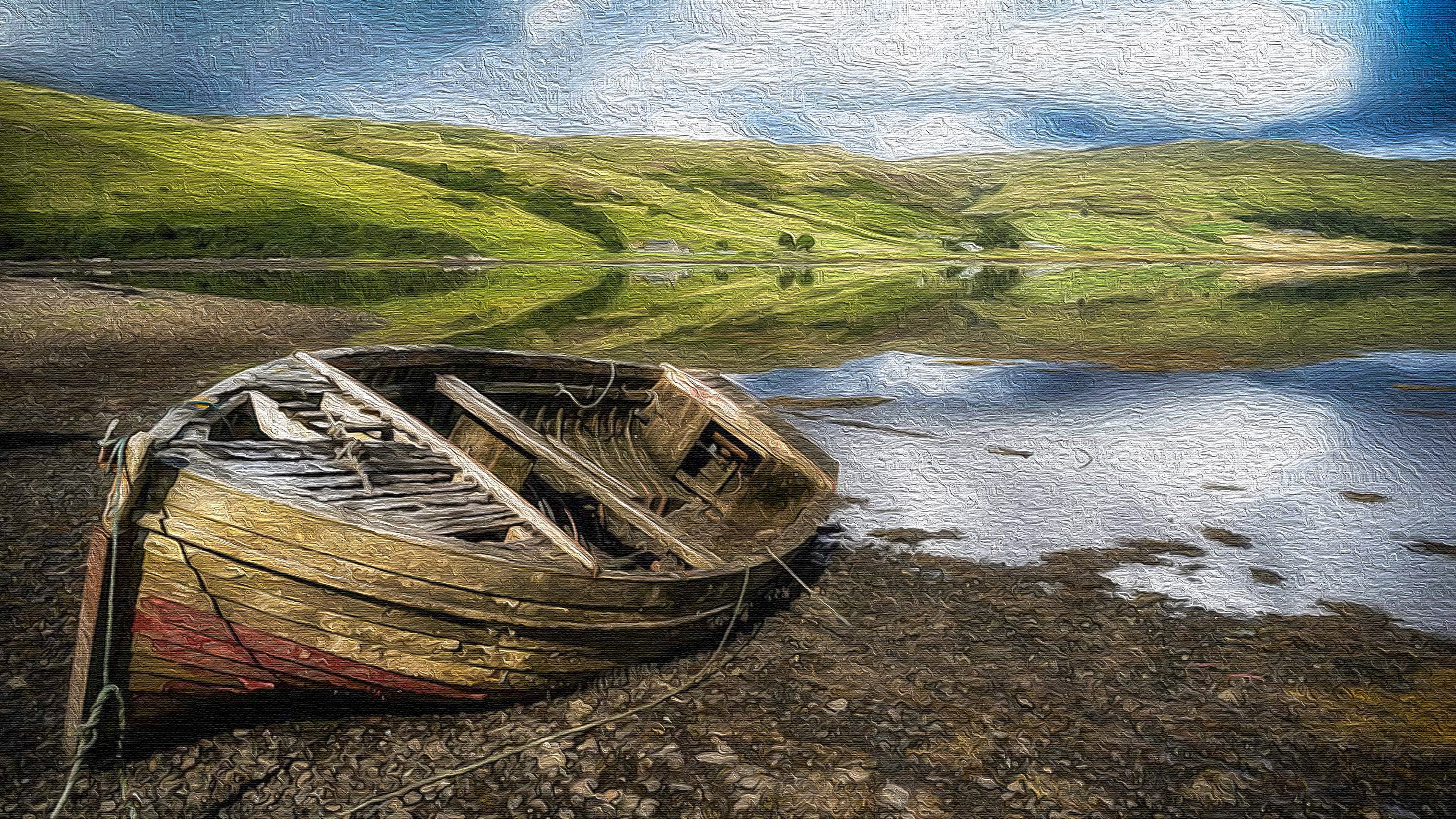 Download mobile wallpaper Boat, Artistic for free.