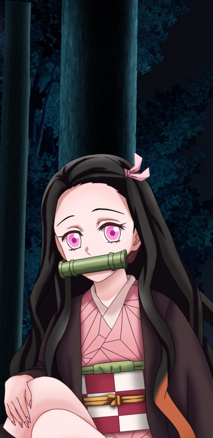 Handy-Wallpaper Animes, Nezuko Kamado, Demon Slayer kostenlos herunterladen.