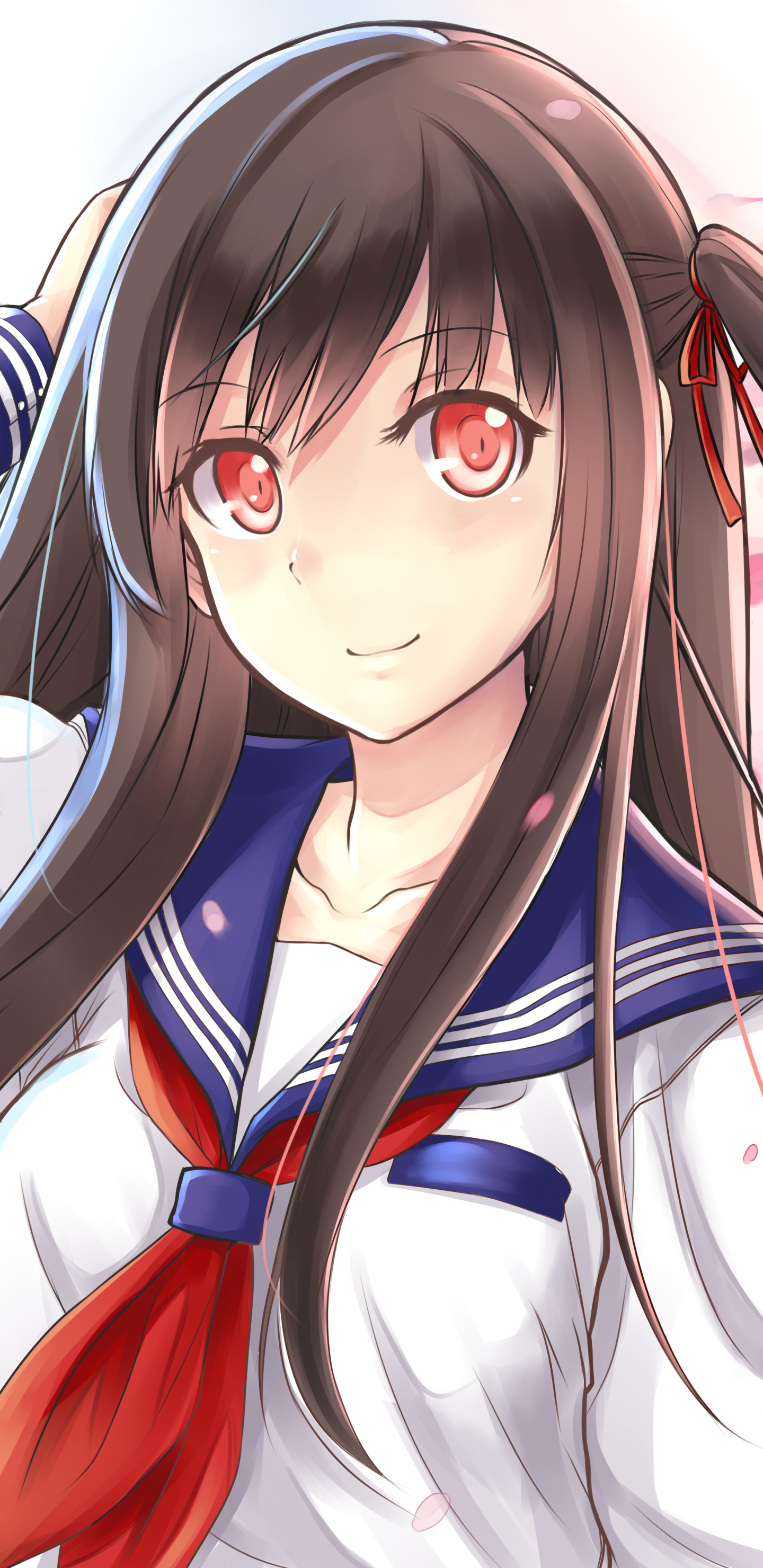 Download mobile wallpaper Anime, Original, School Uniform, Red Eyes, Long Hair for free.