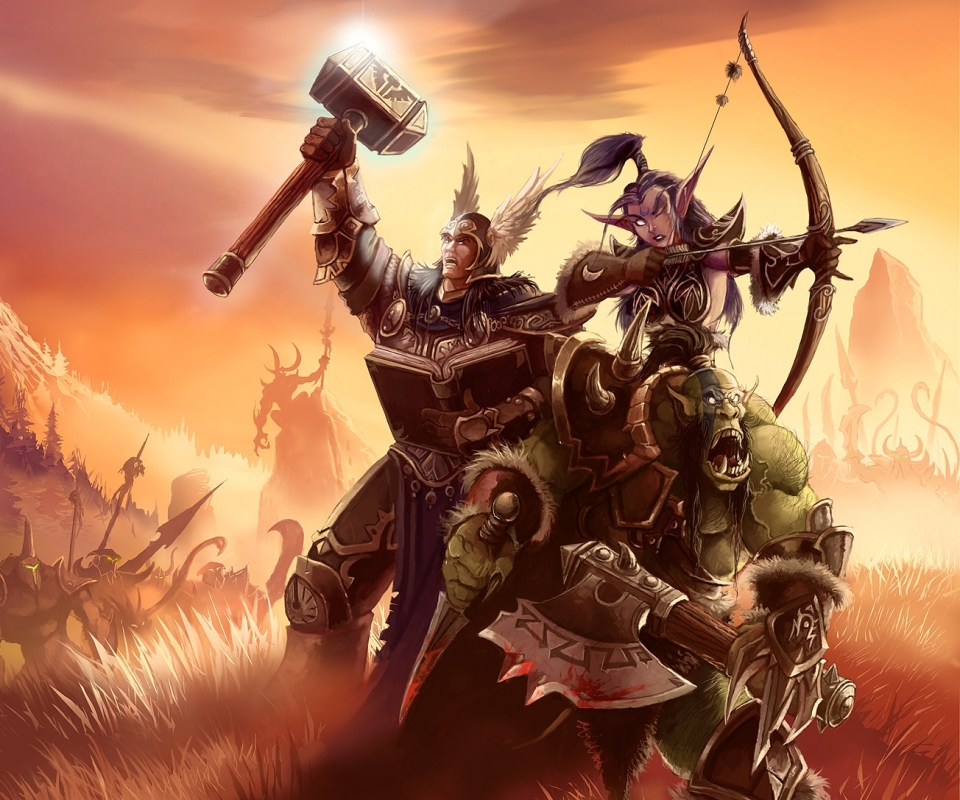 Handy-Wallpaper Warcraft, Mensch, Kampf, Elf, Nacht, Computerspiele, World Of Warcraft, Ork, Menschlich kostenlos herunterladen.