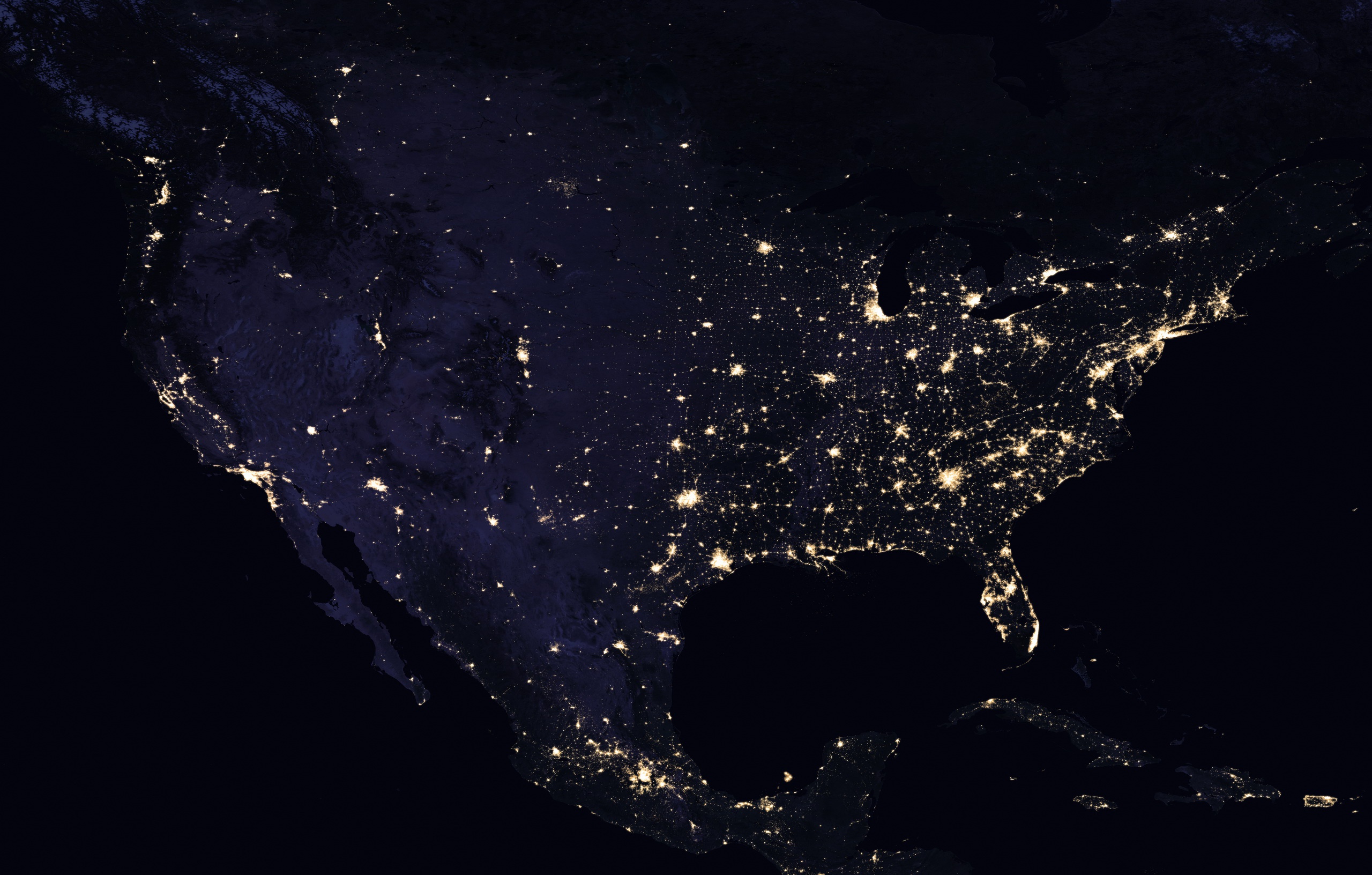 Free download wallpaper Night, Usa, Light, Earth, From Space on your PC desktop