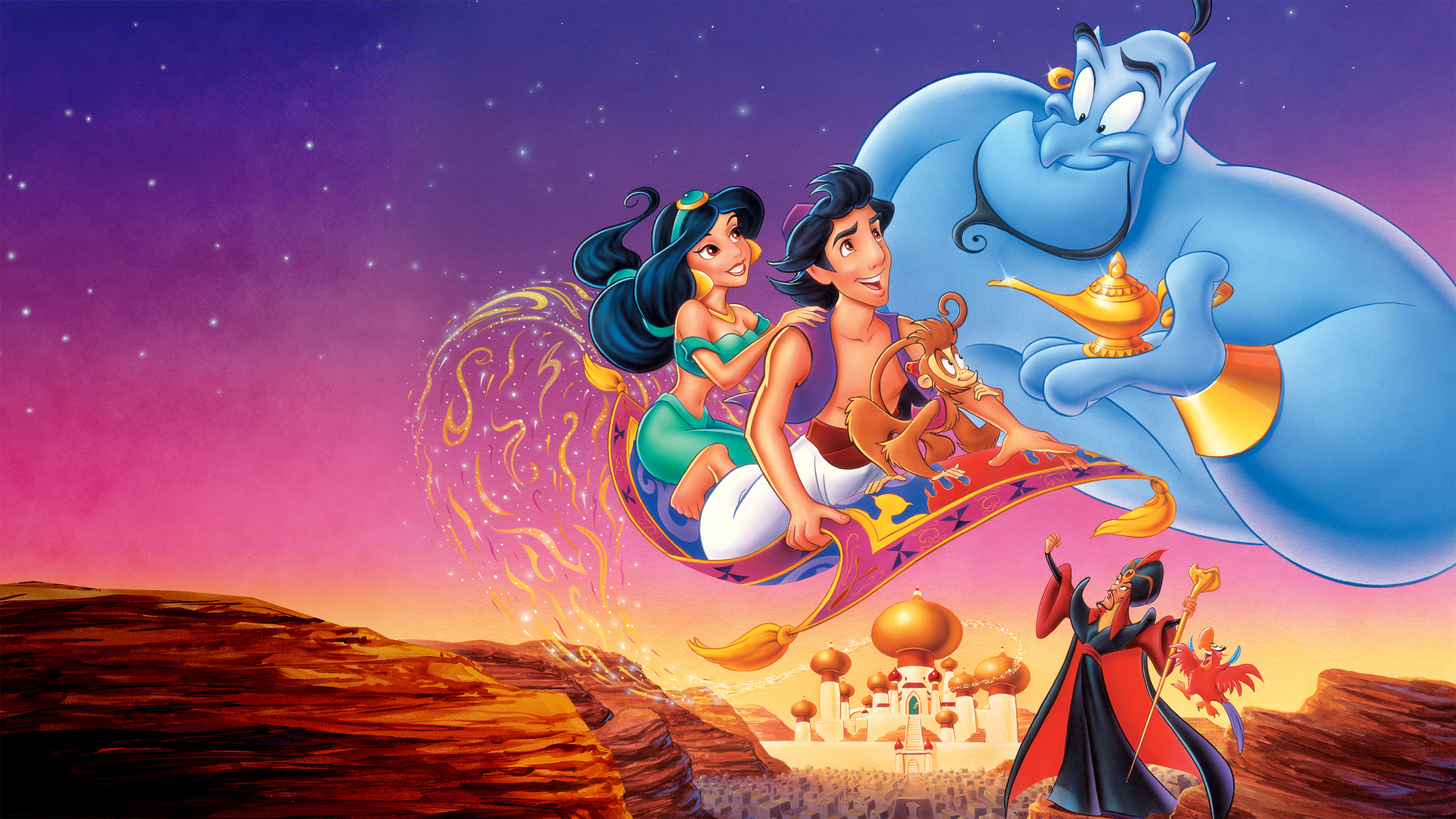 Handy-Wallpaper Filme, Aladdin (1992), Prinzessin Jasmin, Aladdin, Genie (Disney) kostenlos herunterladen.