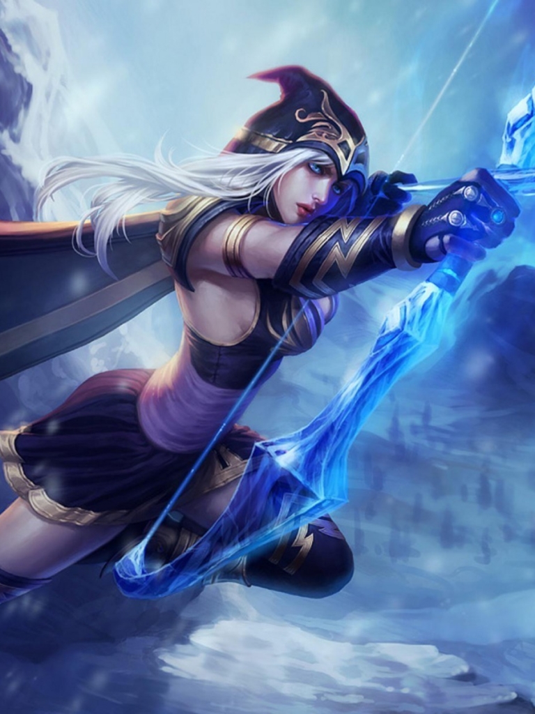 Download mobile wallpaper Fantasy, Arrow, League Of Legends, Bow, Archer, Video Game, White Hair, Woman Warrior, Ashe (League Of Legends) for free.