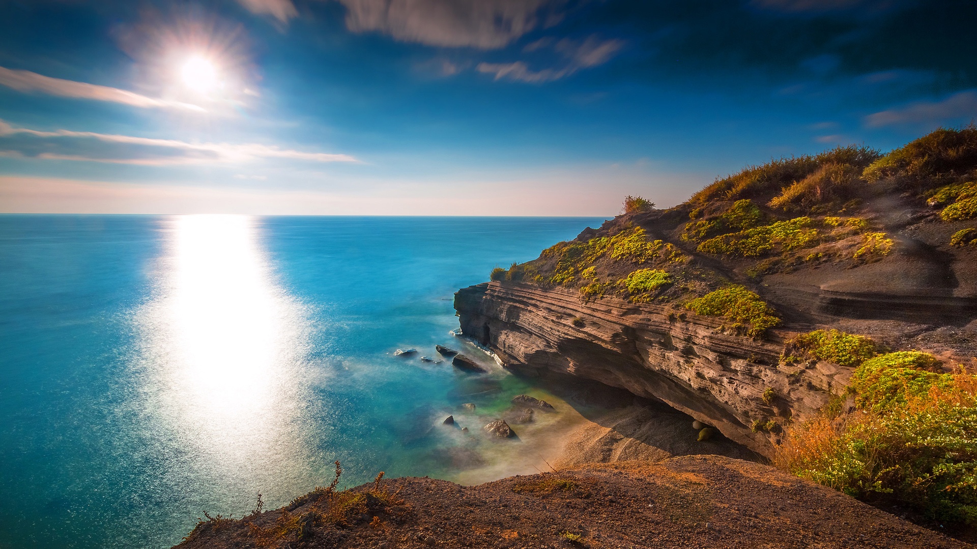 Laden Sie das Horizont, Küste, Ozean, Meer, Sonne, Erde/natur, Sonnenschein-Bild kostenlos auf Ihren PC-Desktop herunter