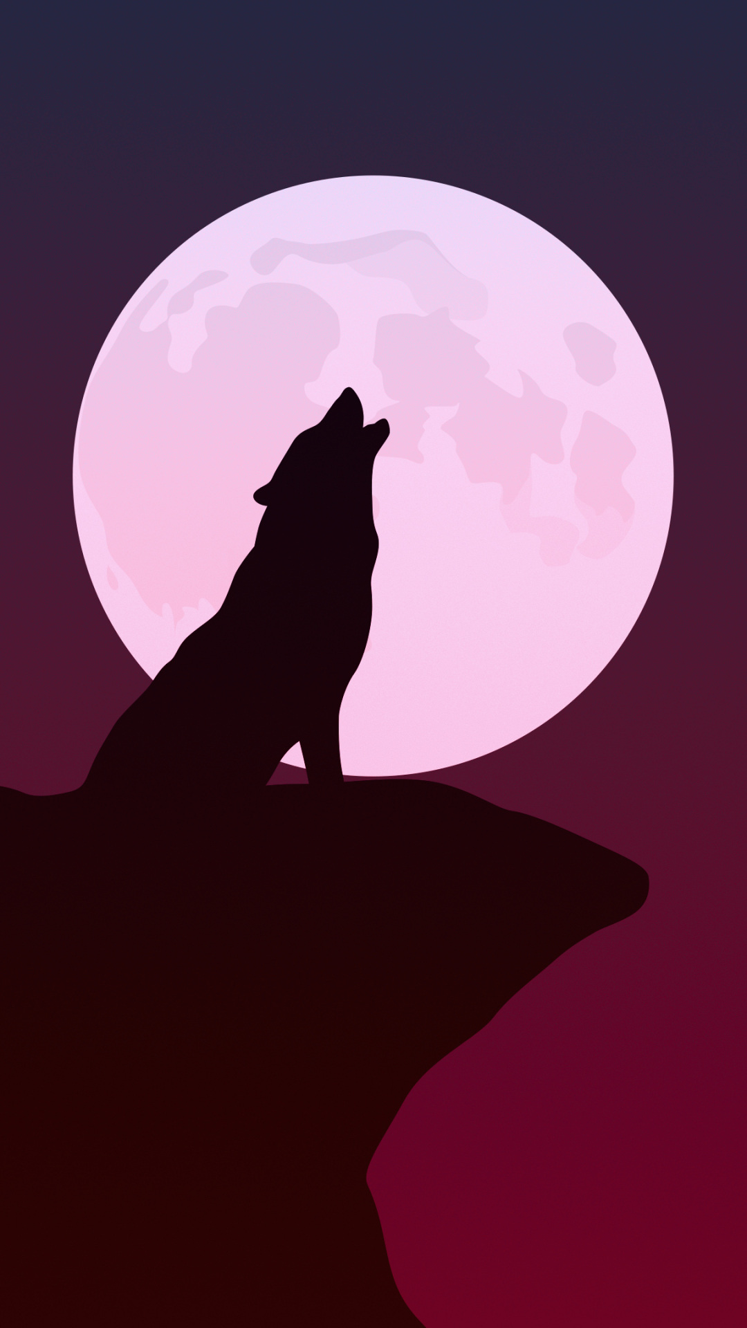 Download mobile wallpaper Fantasy, Silhouette, Wolf, Minimalist, Fantasy Animals for free.