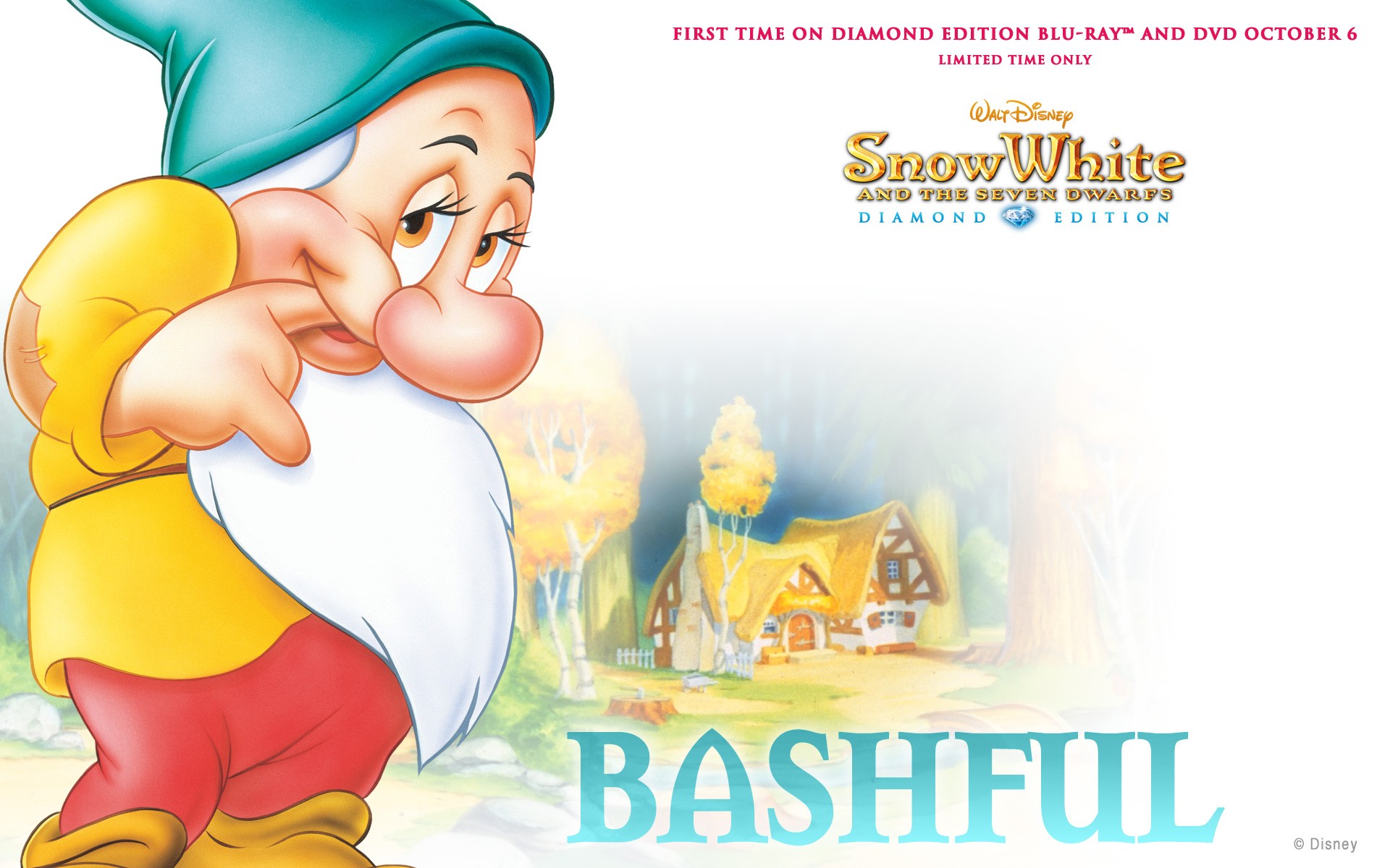 cartoon, movie, snow white and the seven dwarfs, bashful, disney, snow white