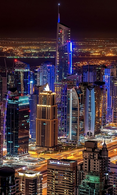 Download mobile wallpaper Cities, Night, Skyscraper, Dubai, Man Made for free.