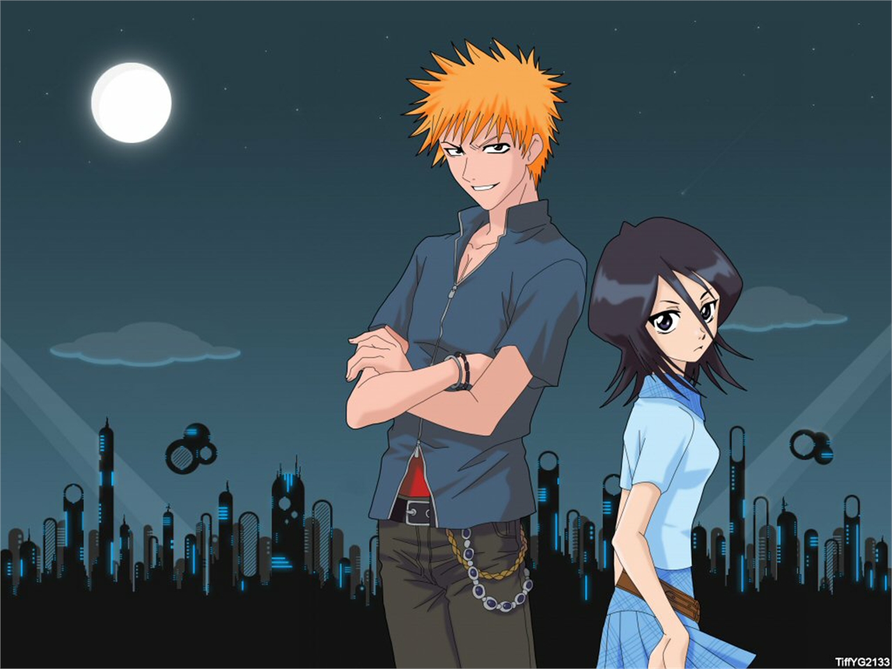 Download mobile wallpaper Anime, Bleach, Rukia Kuchiki, Ichigo Kurosaki for free.