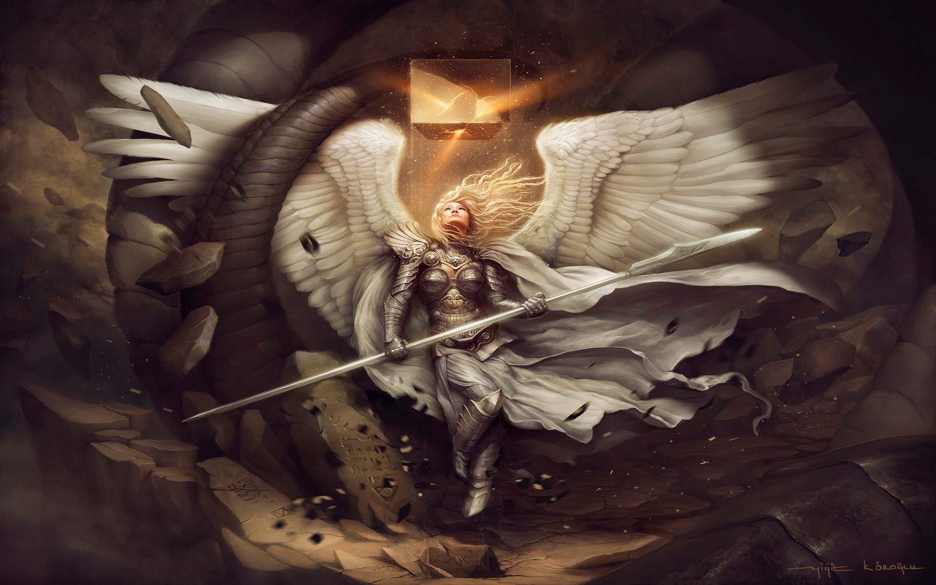 Download mobile wallpaper Angel Warrior, Fantasy for free.