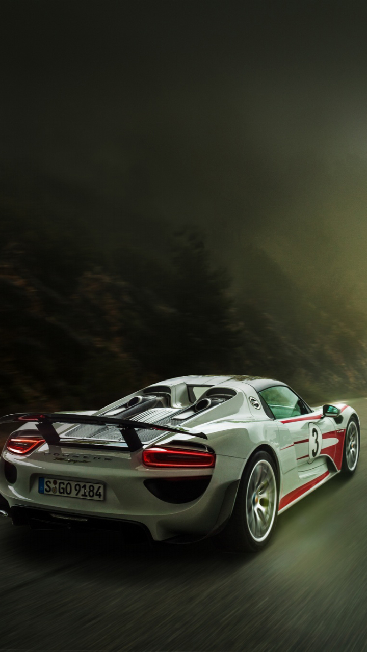 Download mobile wallpaper Porsche, Car, Supercar, Vehicle, Vehicles, White Car, Porsche 918 Spyder for free.