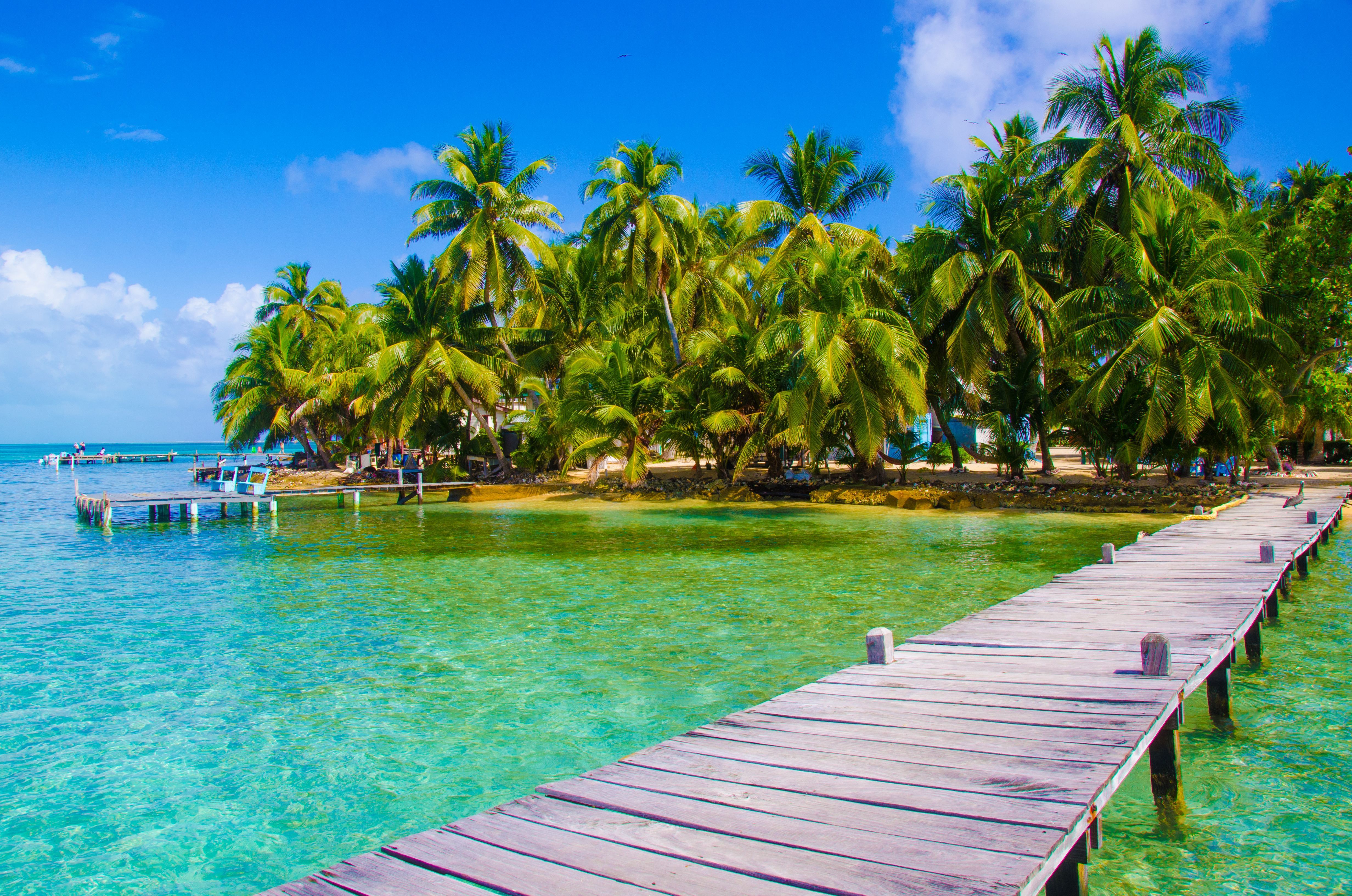 Free download wallpaper Pier, Ocean, Earth, Island, Tropical, Palm Tree on your PC desktop