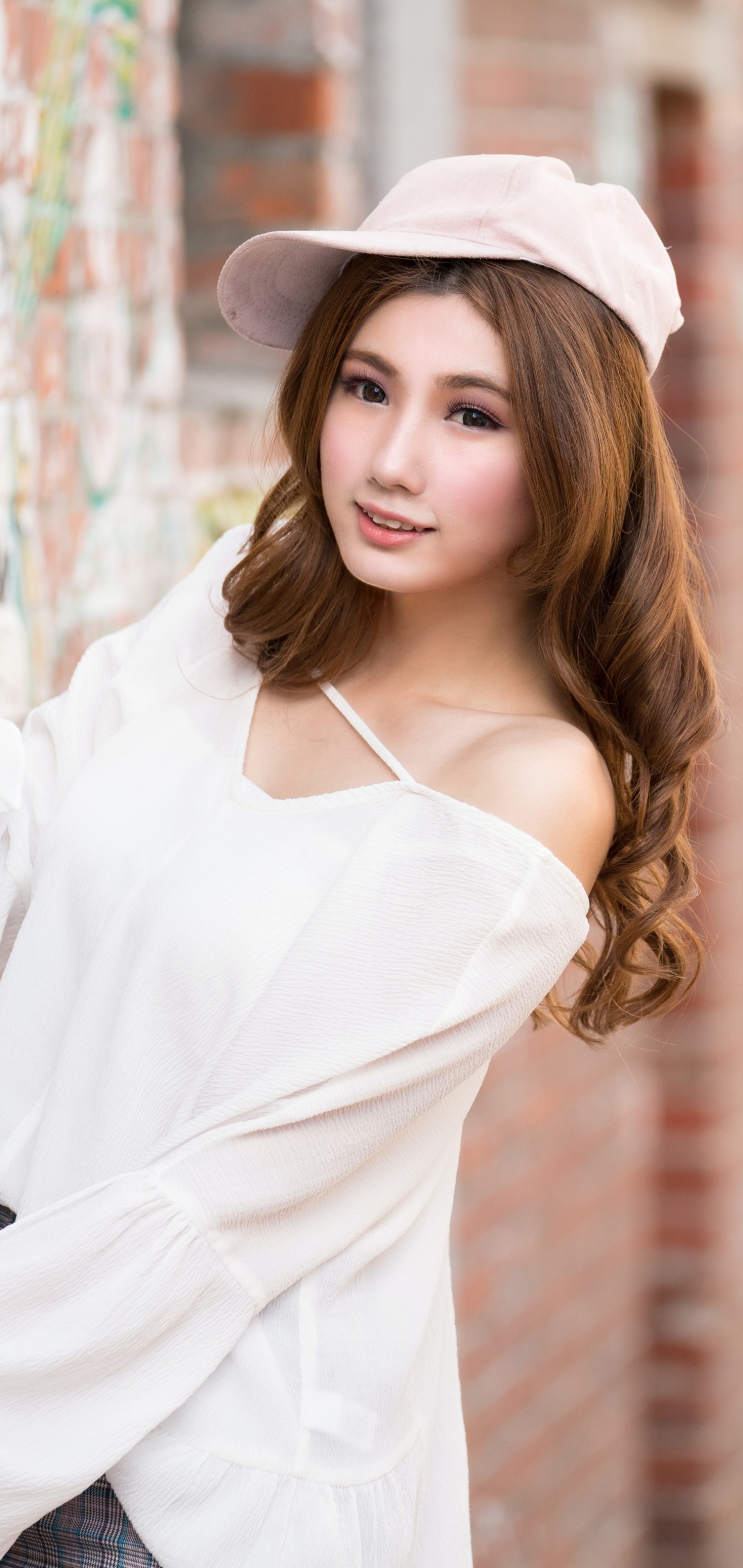 Download mobile wallpaper Cap, Brunette, Model, Women, Asian for free.