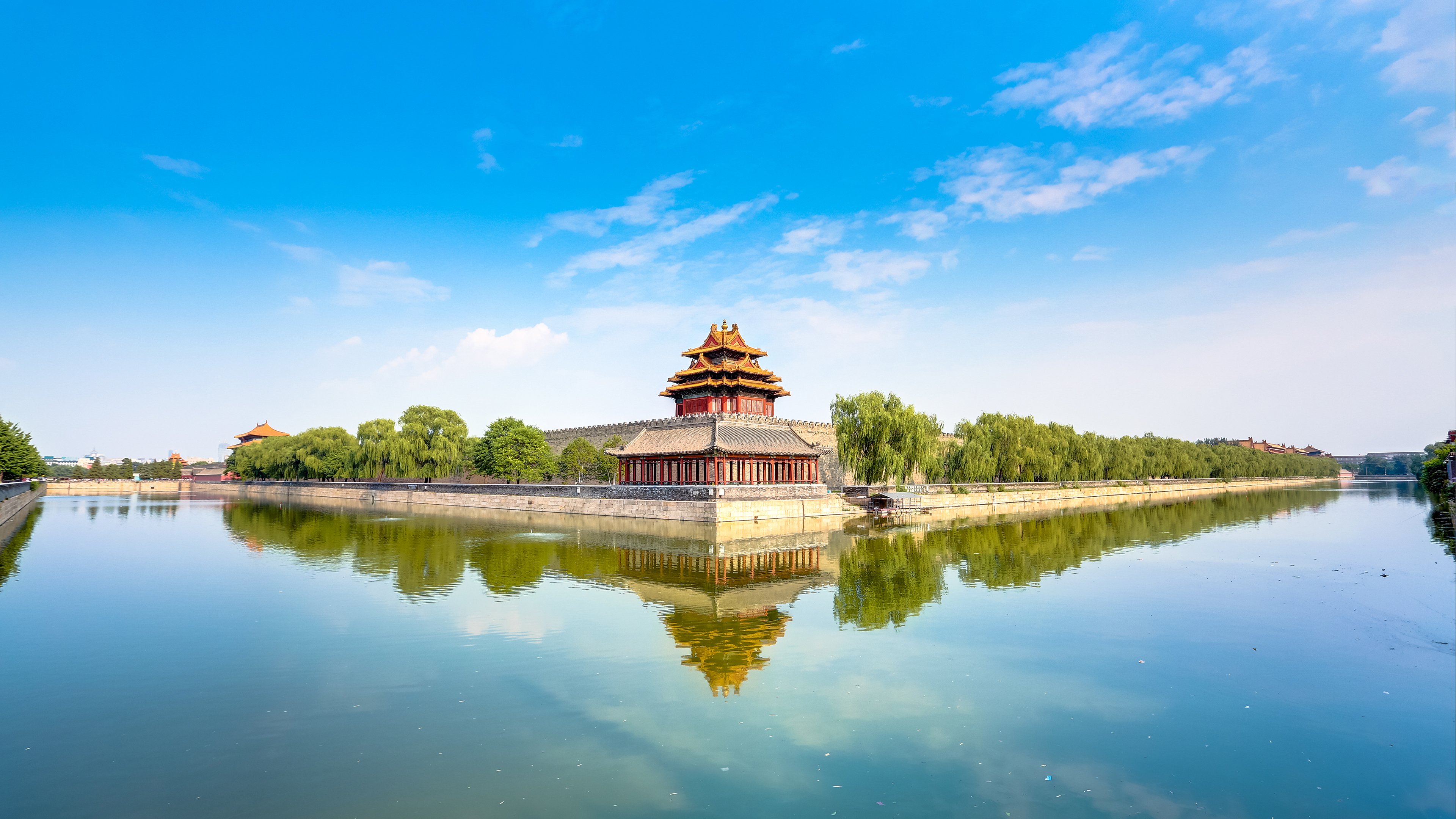 man made, forbidden city, lake, pagoda, palace museum, reflection, tongzi river, monuments
