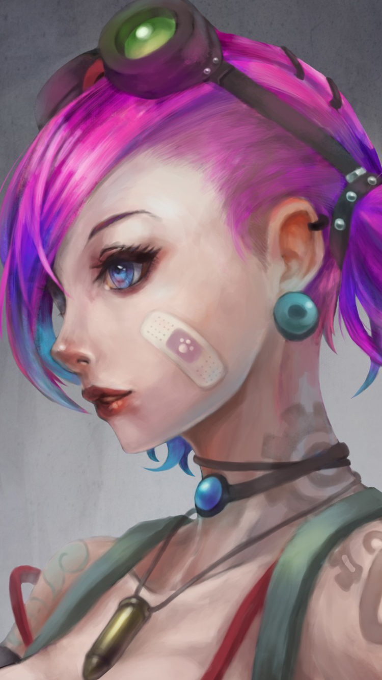 Download mobile wallpaper League Of Legends, Blue Eyes, Pink Hair, Video Game, Jinx (League Of Legends) for free.