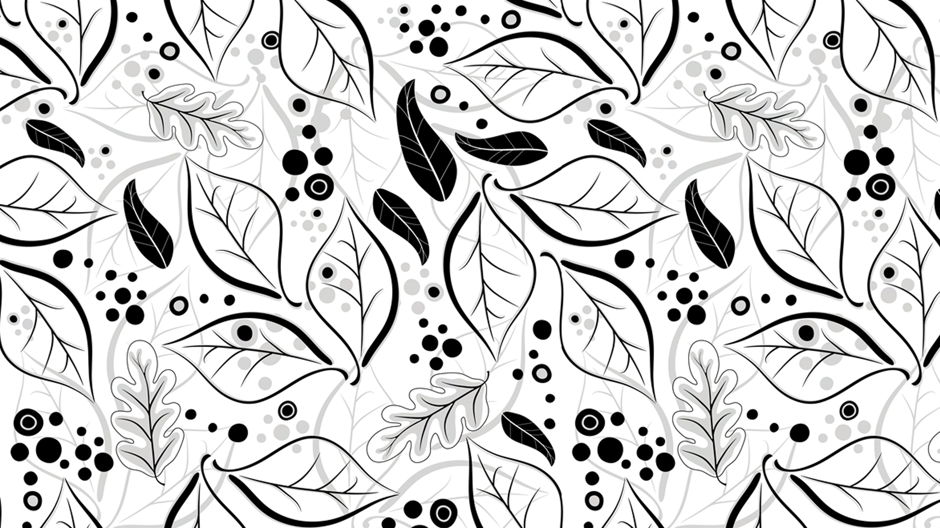 Download mobile wallpaper Pattern, Leaf, Artistic, Black & White for free.
