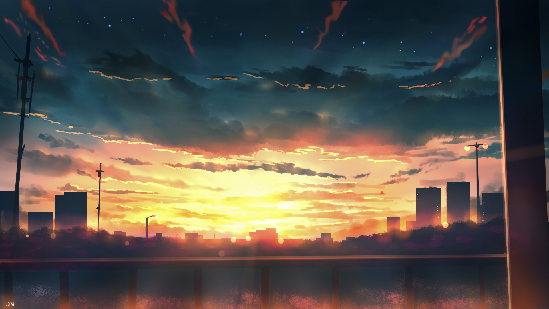 Handy-Wallpaper Wolke, Himmel, Sonnenuntergang, Animes kostenlos herunterladen.