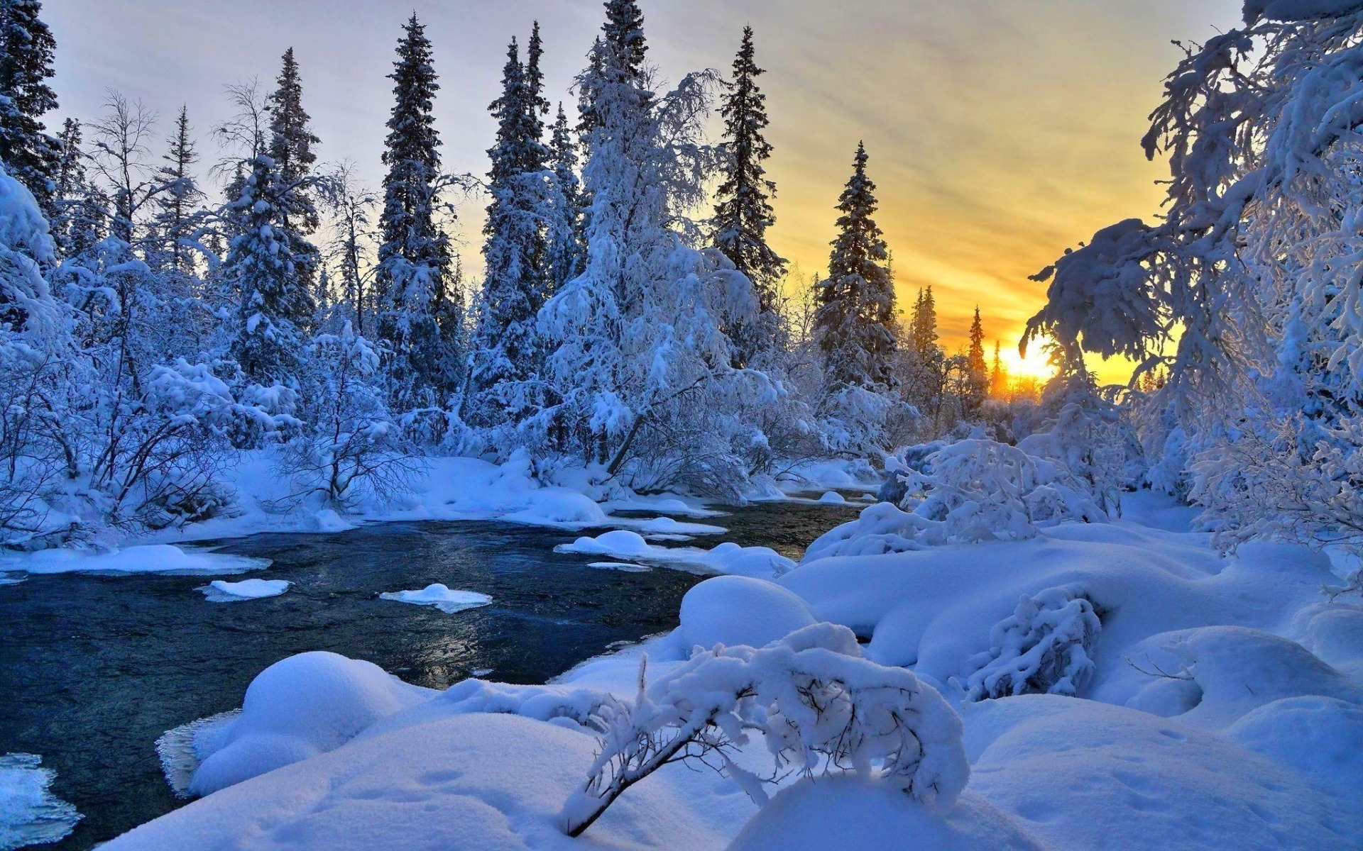 Free download wallpaper Winter, Snow, Earth, River on your PC desktop