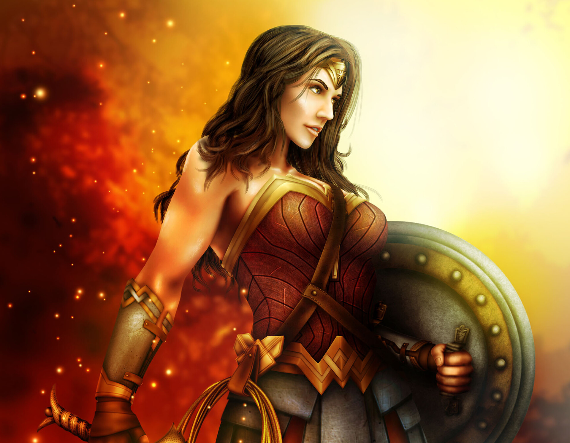 Download mobile wallpaper Comics, Black Hair, Dc Comics, Woman Warrior, Wonder Woman for free.