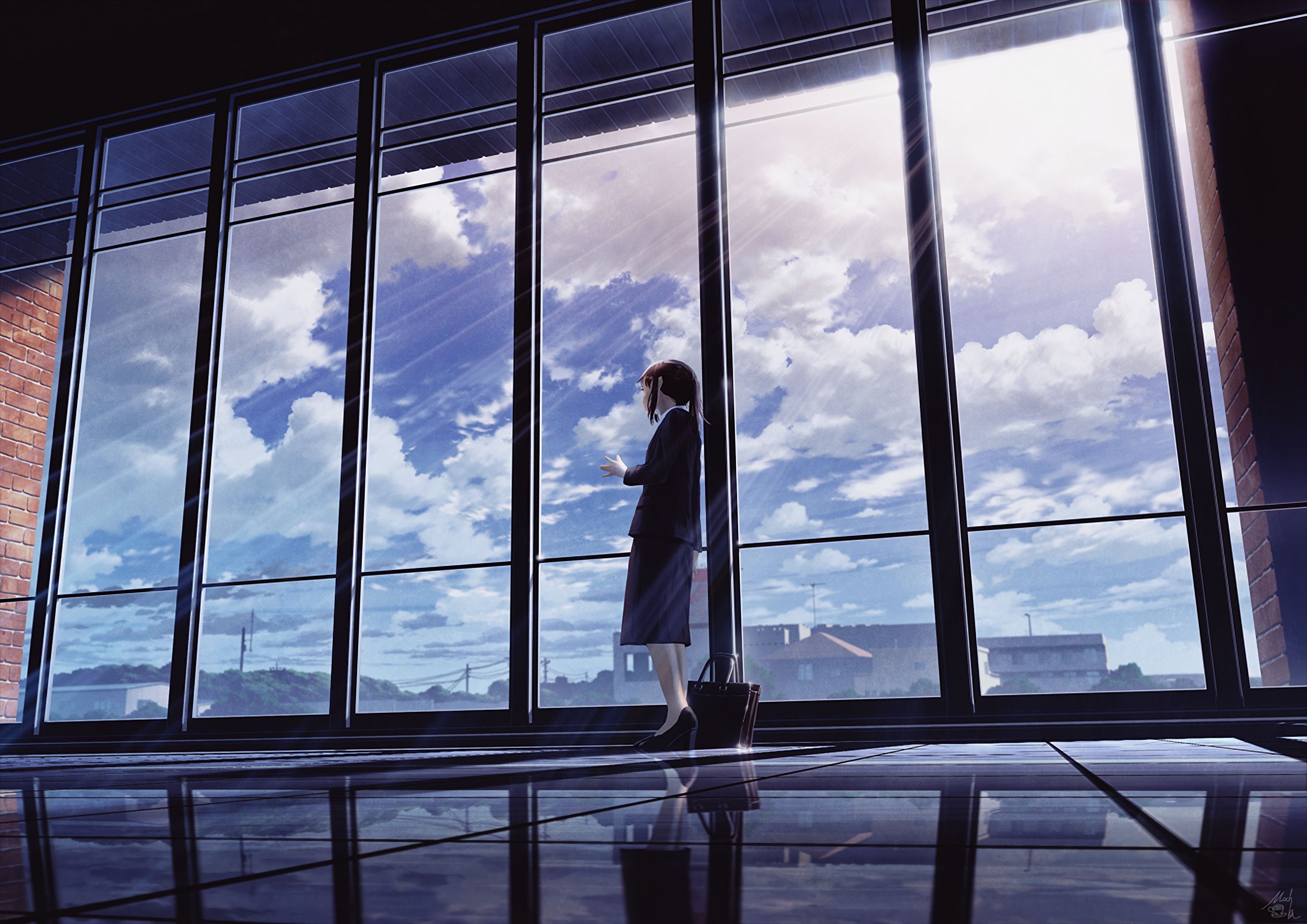 Free download wallpaper Anime, Window, Cloud, Original on your PC desktop
