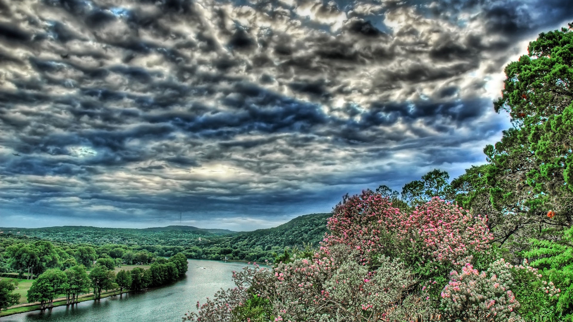 PCデスクトップに風景, 川, 木, スカイ, 雲画像を無料でダウンロード