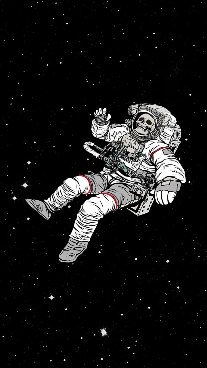 Скачать картинку Космос, Пространство, Череп, Астронавт, Научная Фантастика, Космический Костюм в телефон бесплатно.