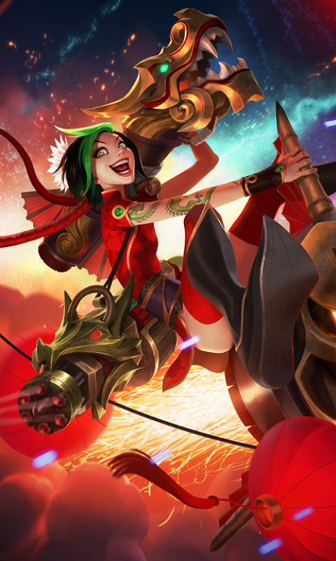 Download mobile wallpaper League Of Legends, Fireworks, Video Game, Jinx (League Of Legends) for free.
