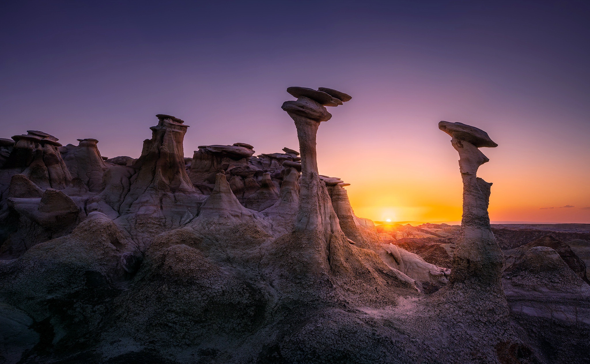 Download mobile wallpaper Sunset, Rock, Mountain, Earth, Mexico, Fairy Chimneys for free.