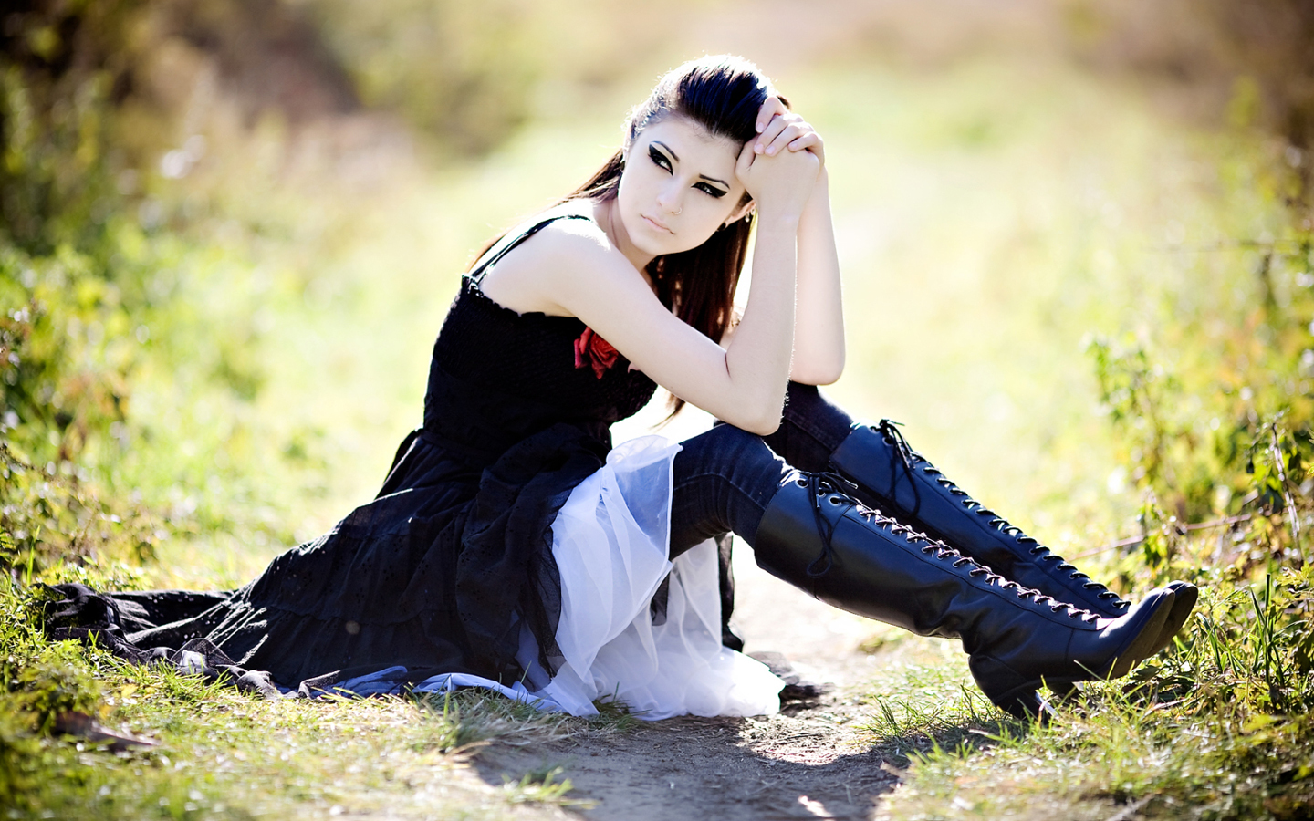 Free download wallpaper Gothic, Boots, Model, Women on your PC desktop
