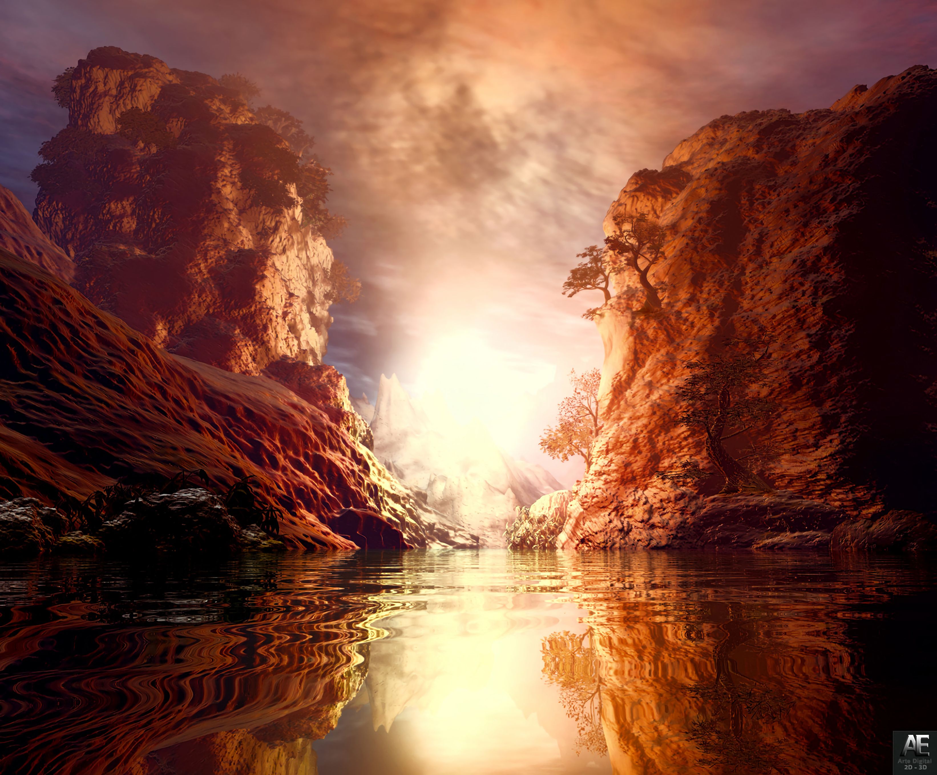 Free download wallpaper Art, Rocks, Reflection, Lake, Landscape on your PC desktop