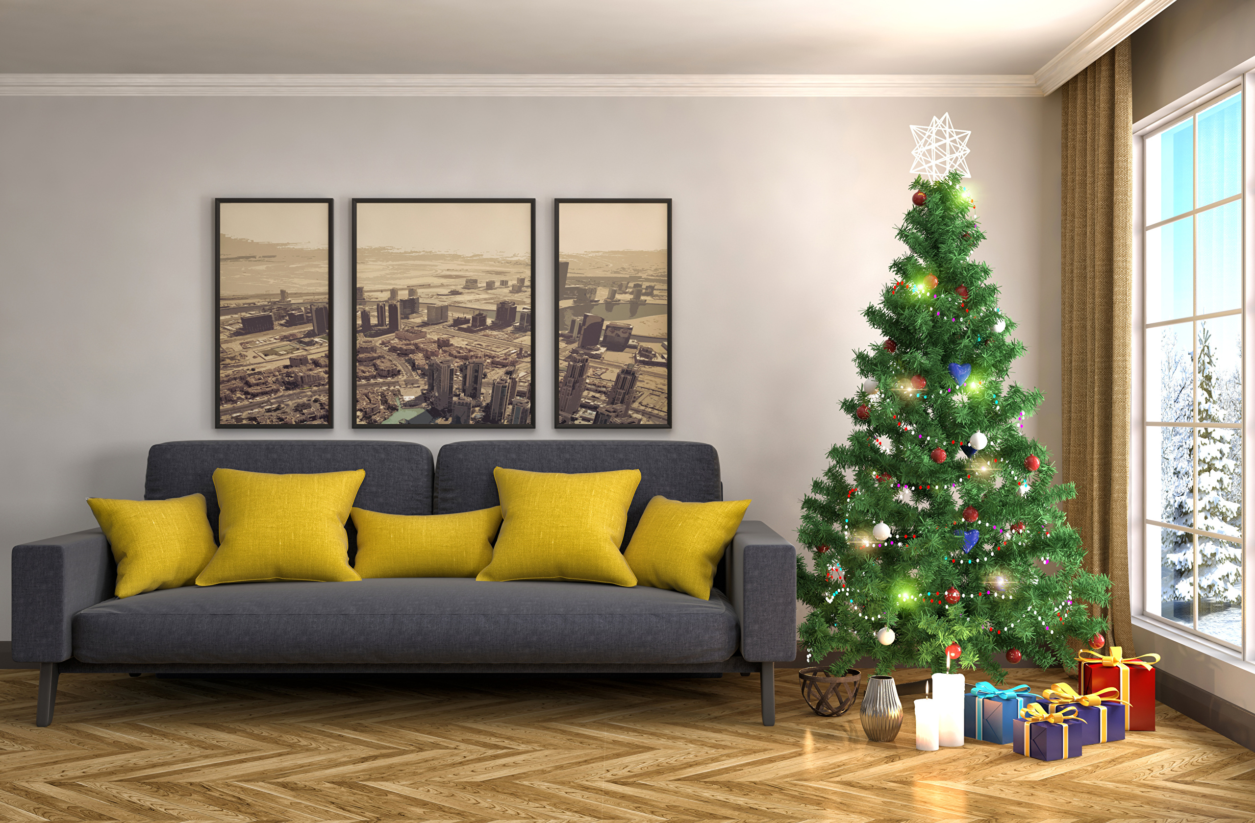 Free download wallpaper Christmas, Holiday, Gift, Christmas Tree, Furniture, Decoration on your PC desktop