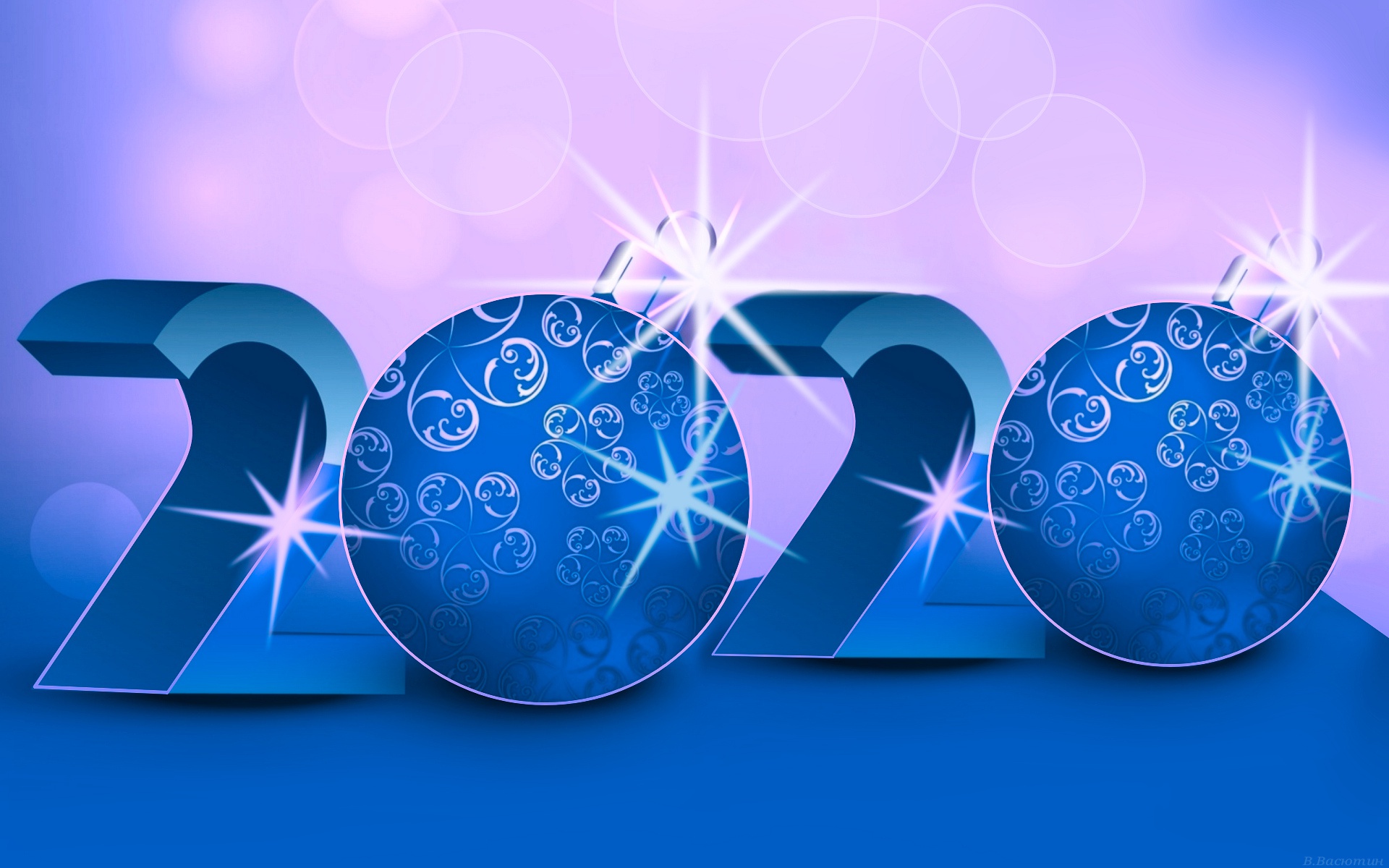 Download mobile wallpaper New Year, Holiday, Bauble, New Year 2020 for free.