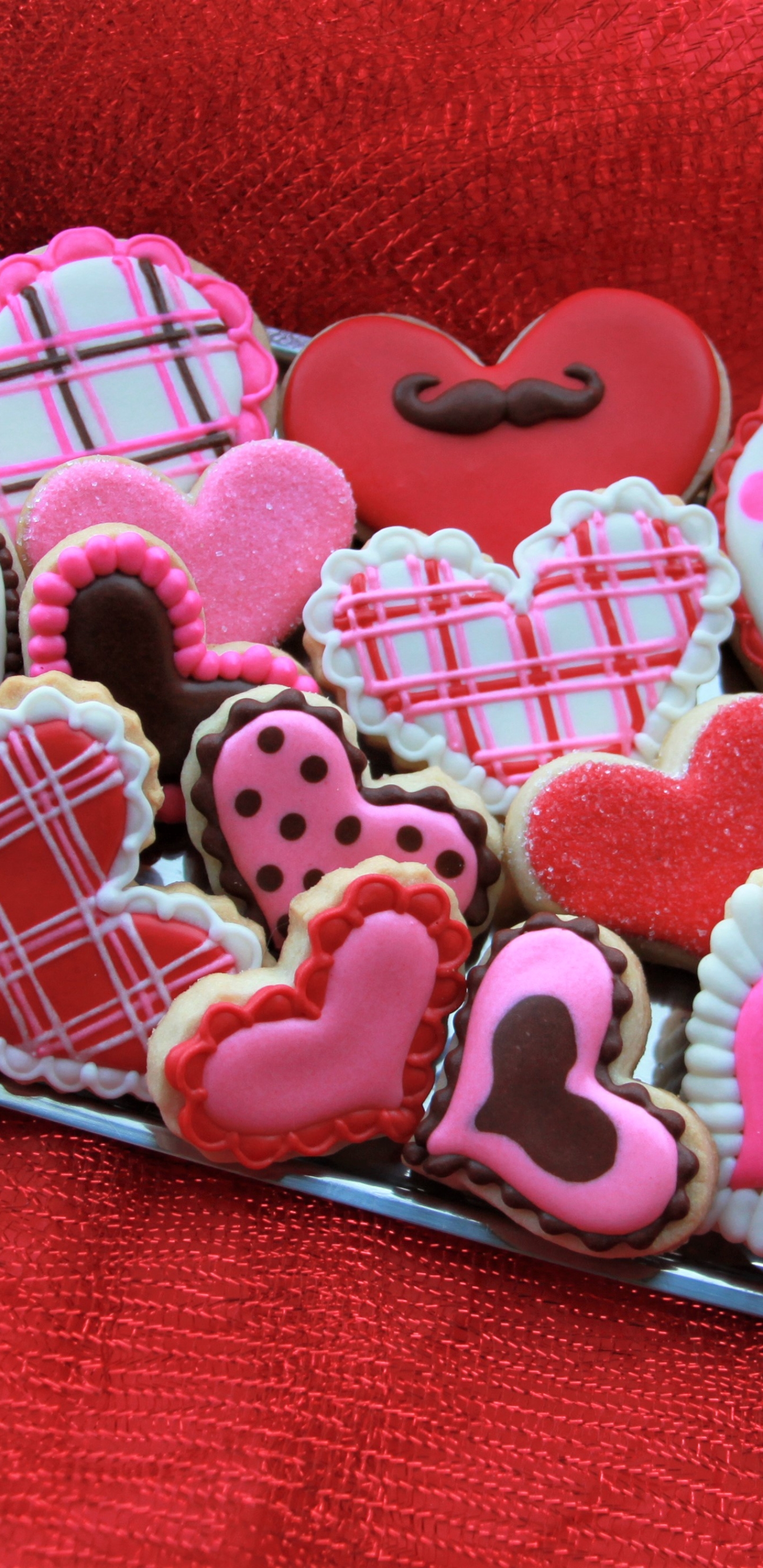 Скачати мобільні шпалери День Святого Валентина, Печиво, Барвистий, Серце, Харчування, У Формі Серця безкоштовно.