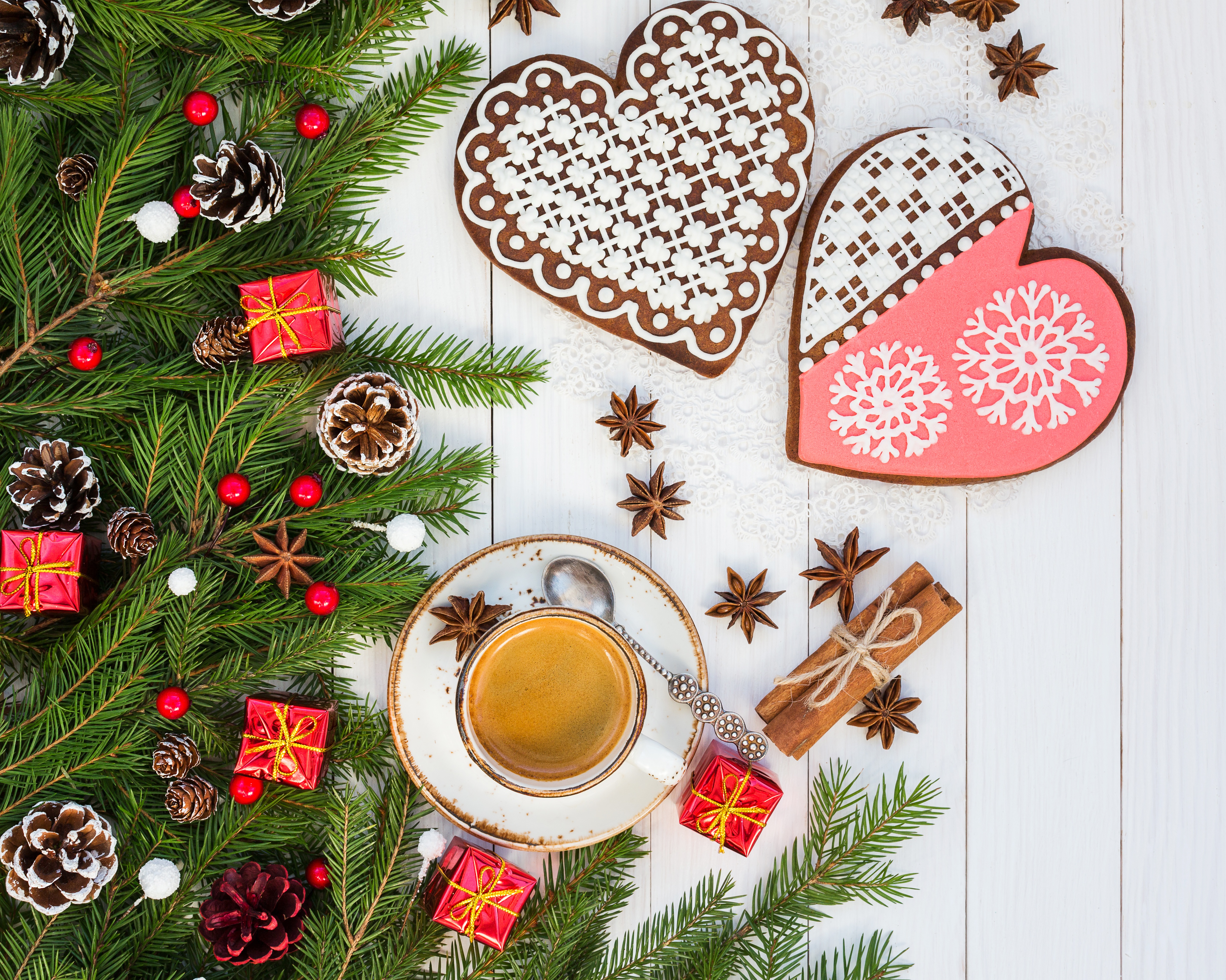 無料モバイル壁紙クリスマス, クッキー, 静物, シナモン, 食べ物, クリスマスオーナメント, コーヒー, スターアニスをダウンロードします。