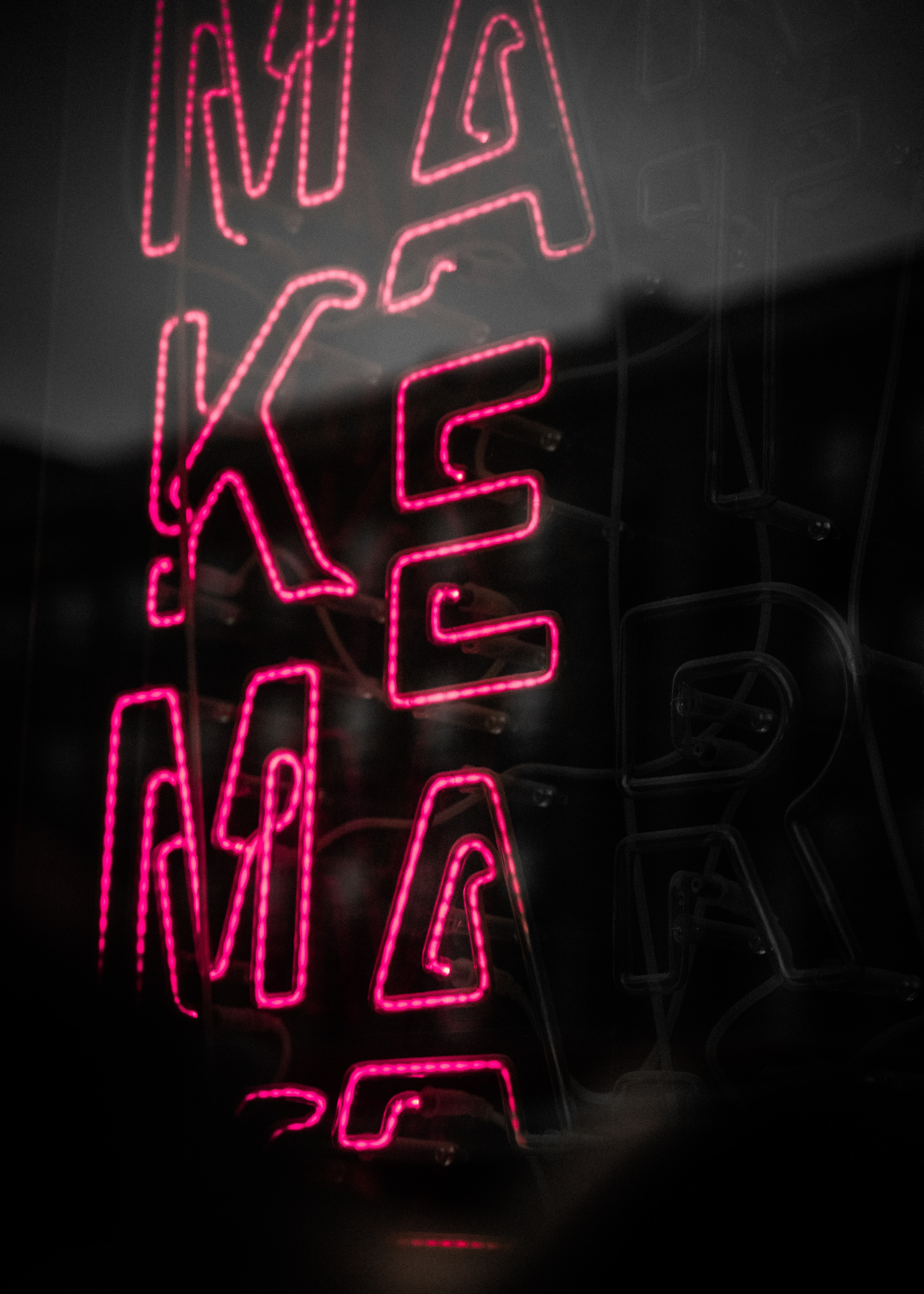 words, neon, sign, signboard, letters