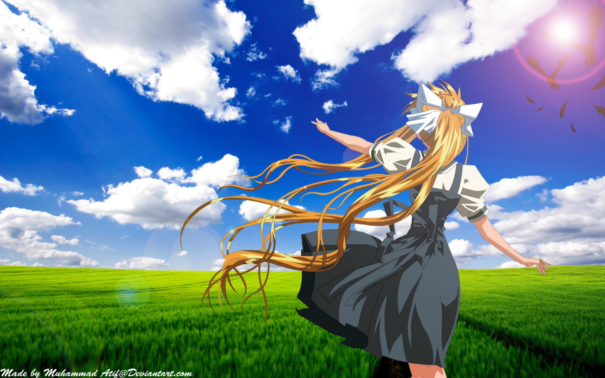 Laden Sie das Luft, Gras, Sonne, Animes, Misuzu Kamio-Bild kostenlos auf Ihren PC-Desktop herunter