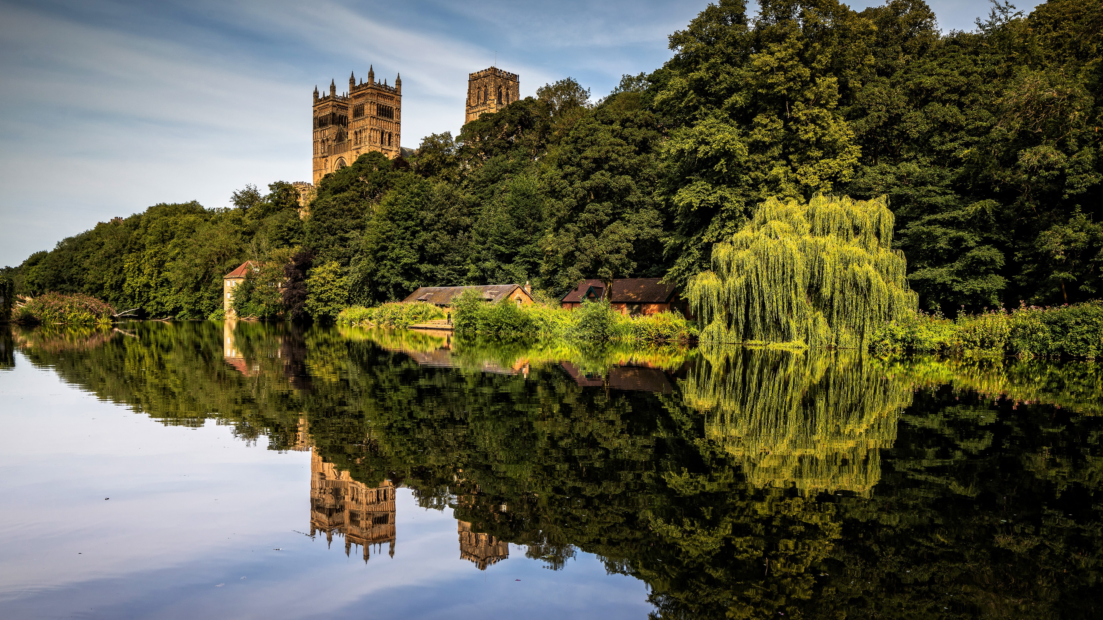 Free download wallpaper Building, Reflection, River, Cathedral, England, Religious, Durham Cathedral, Cathedrals on your PC desktop