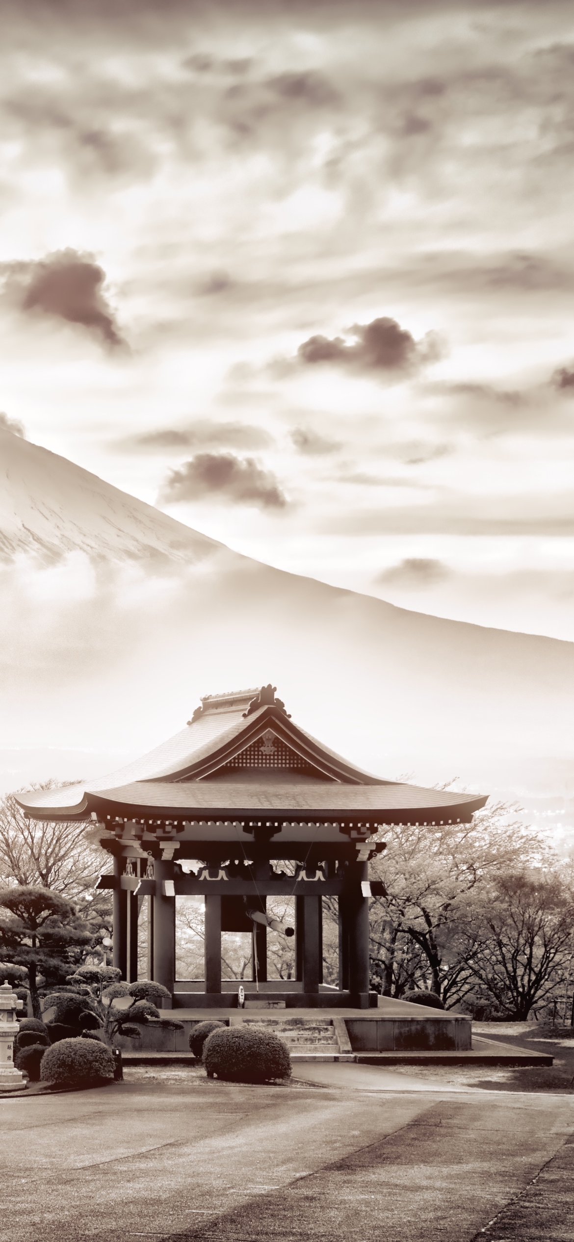 無料モバイル壁紙地球, 日本, 火山, セピア, 富士山, クラウドをダウンロードします。