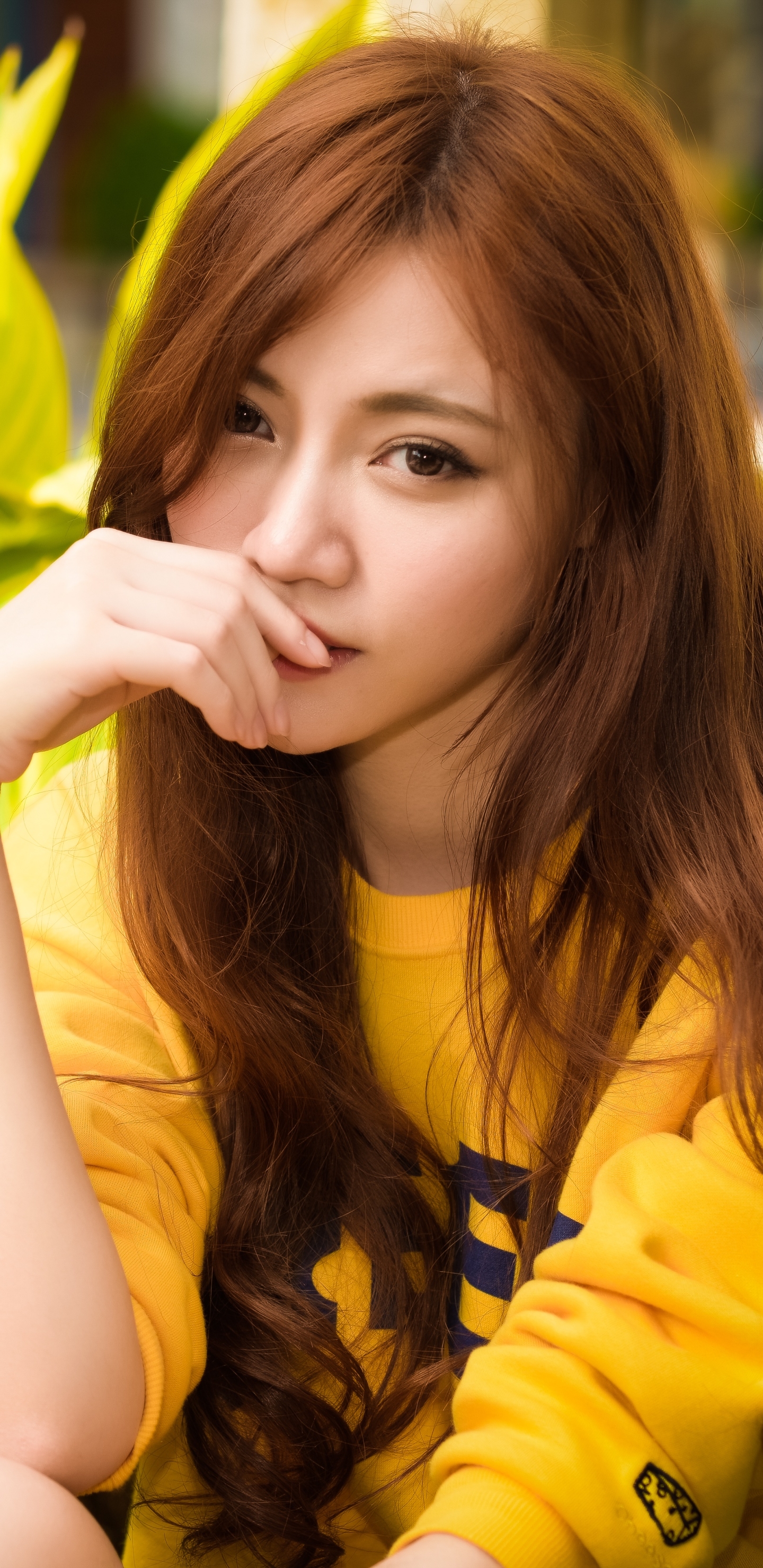 Download mobile wallpaper Redhead, Model, Women, Asian, Brown Eyes for free.