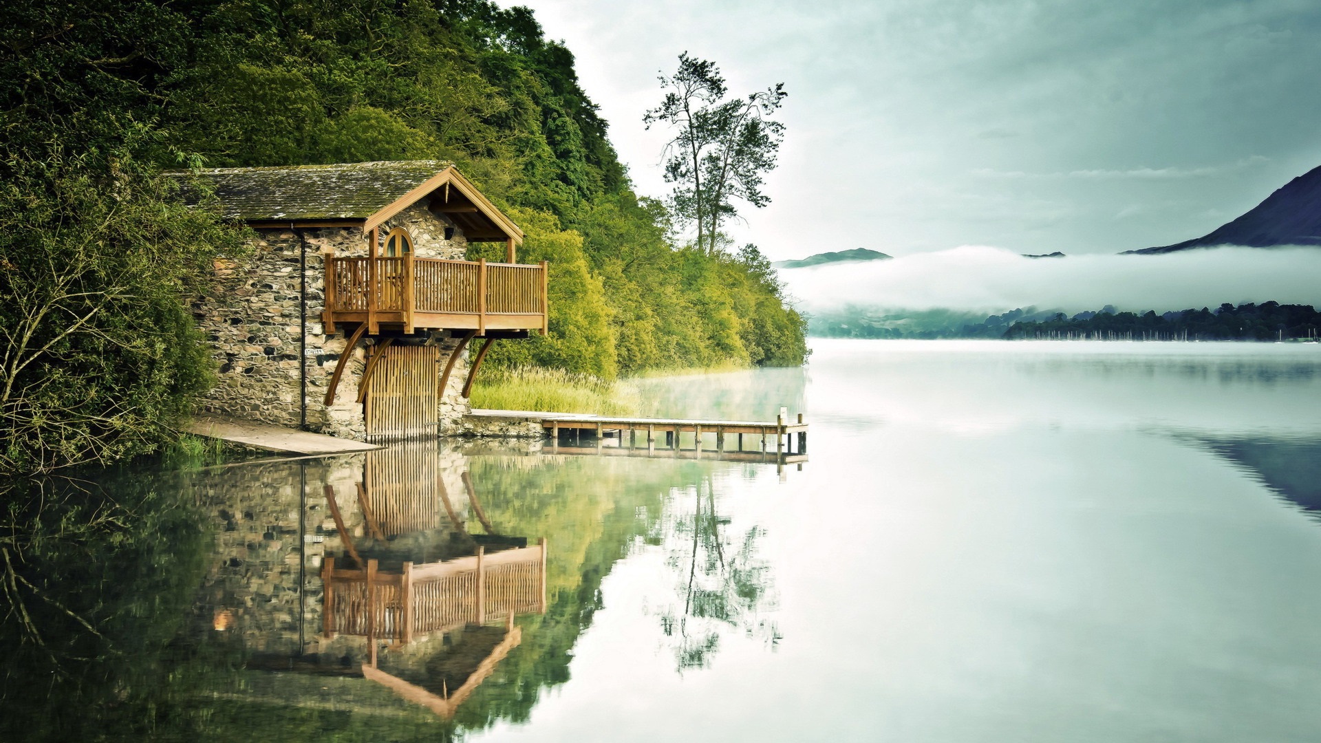 Download mobile wallpaper Building, Lake, Reflection, Pier, Photography for free.